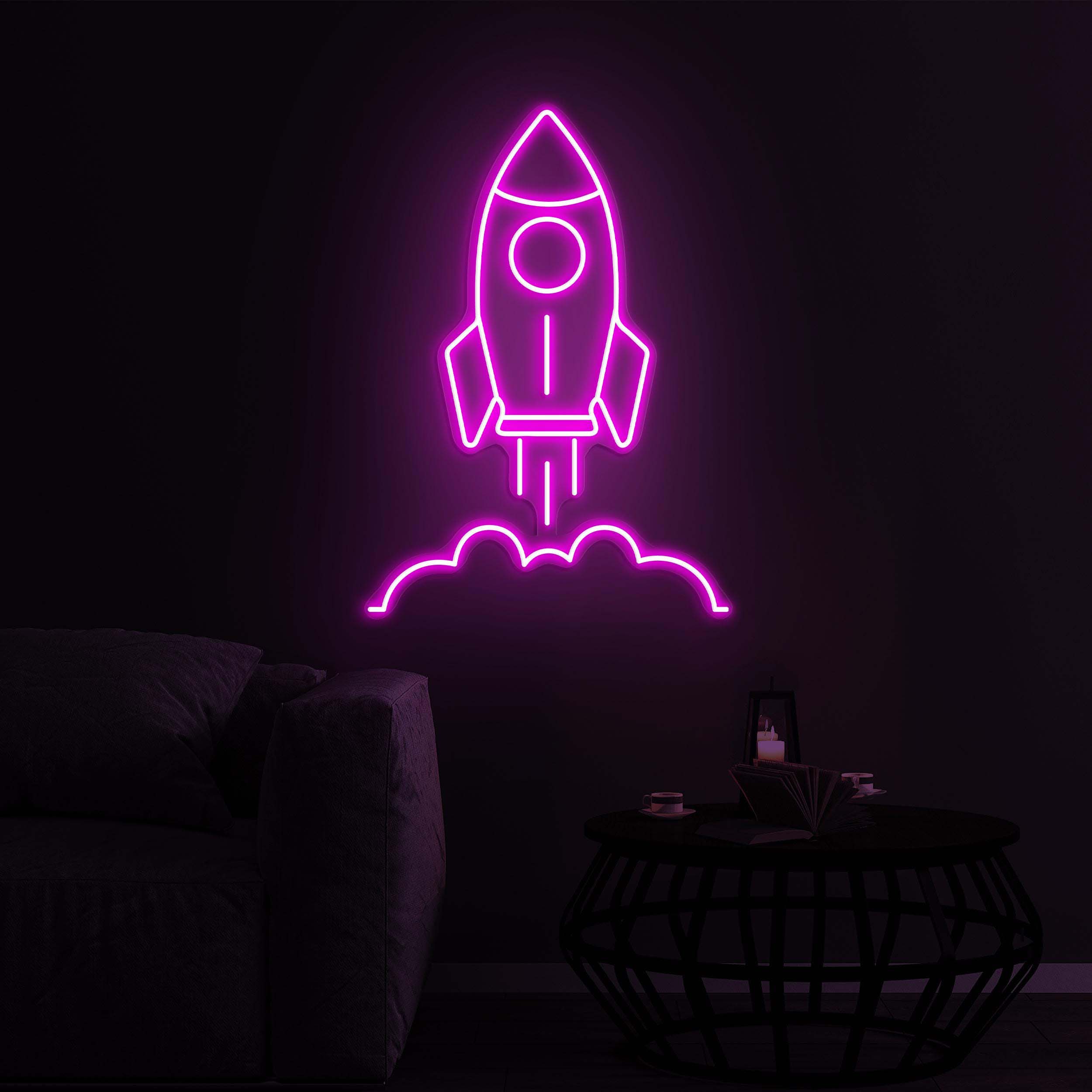 Rocket Neon Sign, Rocket LED Light, Spaceship Wall Art, Spacecraft Sign, Decor for Home, Kid's Room, Gaming Room, Shops, Rocket Hanging Art