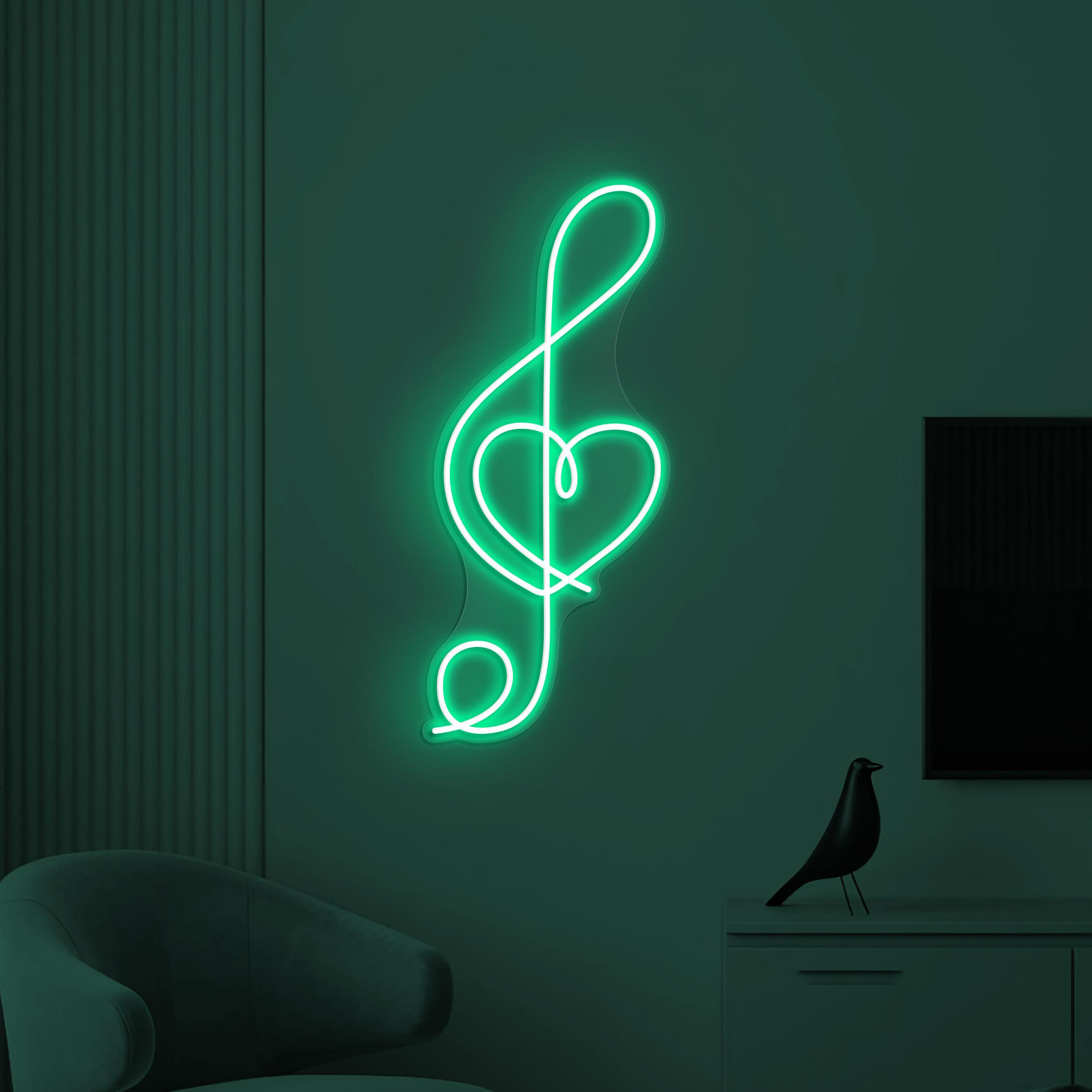 Music Note Neon Sign, Music Note LED Light, Heart Music Note Wall Decor, Music Studio Wall Art, Music Room Neon Light, Gift for Music Lover
