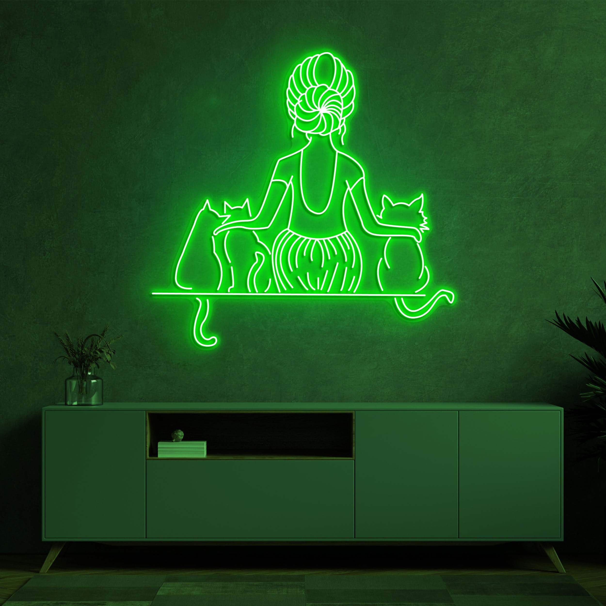 Woman and Cats Neon Sign, Cat Mom Sign, Cats Neon Art for Cat Owners, Gift for Mother's Day, LED Neon Art Sign, Cats Neon Sign,Led Cats Sign