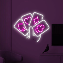 Poker Cards Neon Sign, Playing Cards LED Light, Casino Cards Wall Decor, Game Room Wall Art, Poker Room Neon Light, Home Wall Led Sign, Gift