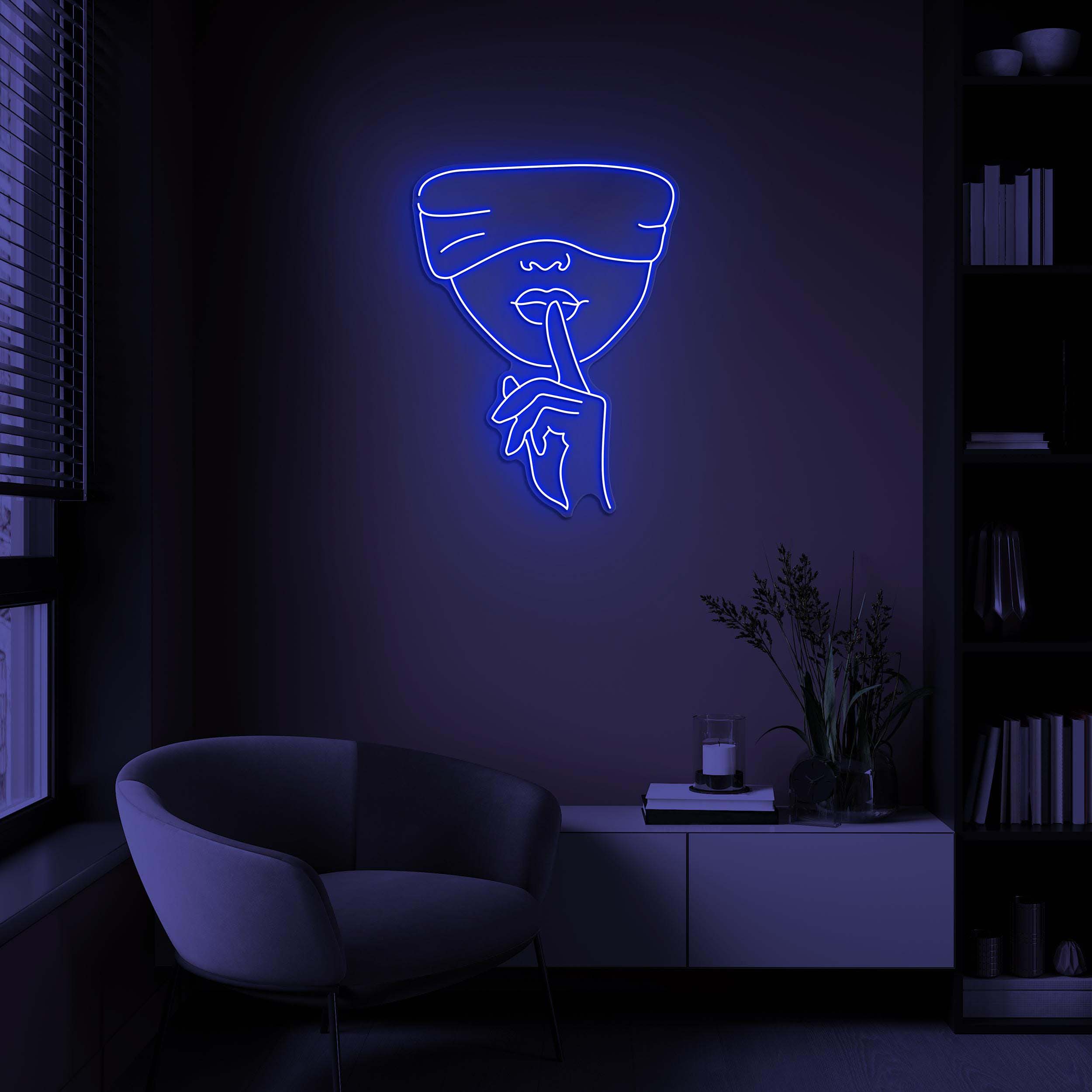 Shhh Face Neon Sign, Shhh Face LED Light, Keep Quiet Wall Decor, Girl Finger on Lips Sign, Hush Wall Art, Home Wall Decor, Quiet Silent Sign