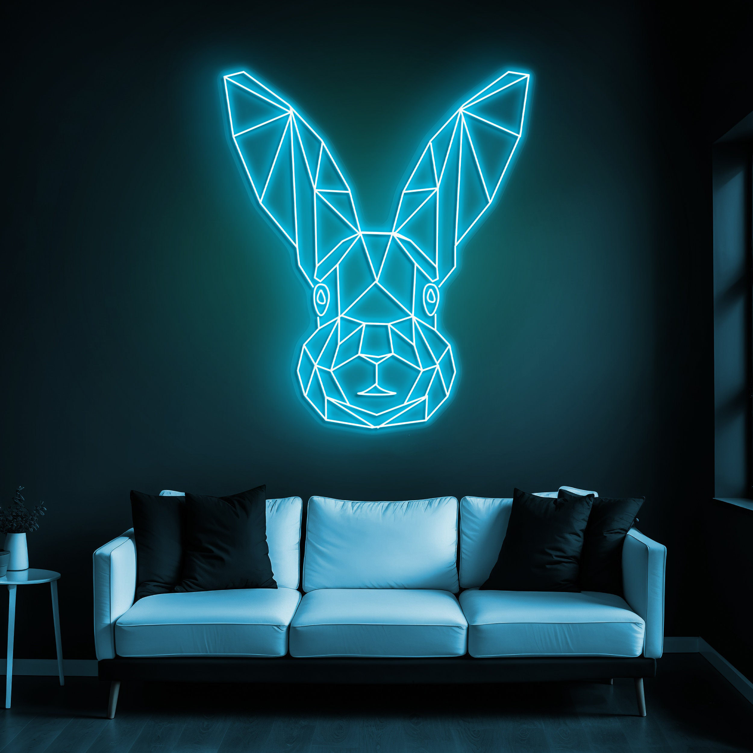 Geometric Rabbit Neon Sign, Bunny Room Decor, Neon Art, Gift for Rabbit Lovers, Kids' Room Decor, Wall Decor, Neon Sign for Nursery decor