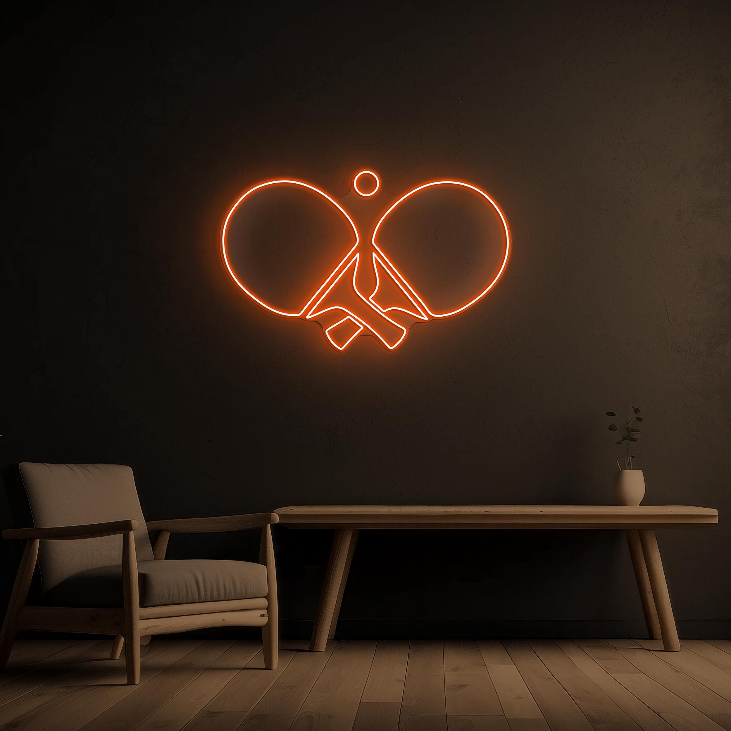 Ping Pong Paddles Neon Sign, Ping Pong Paddles LED Light, Paddles Ball Wall Decor, Table Tennis Ball Art, Ping Pong Lover Gift, Home Decor