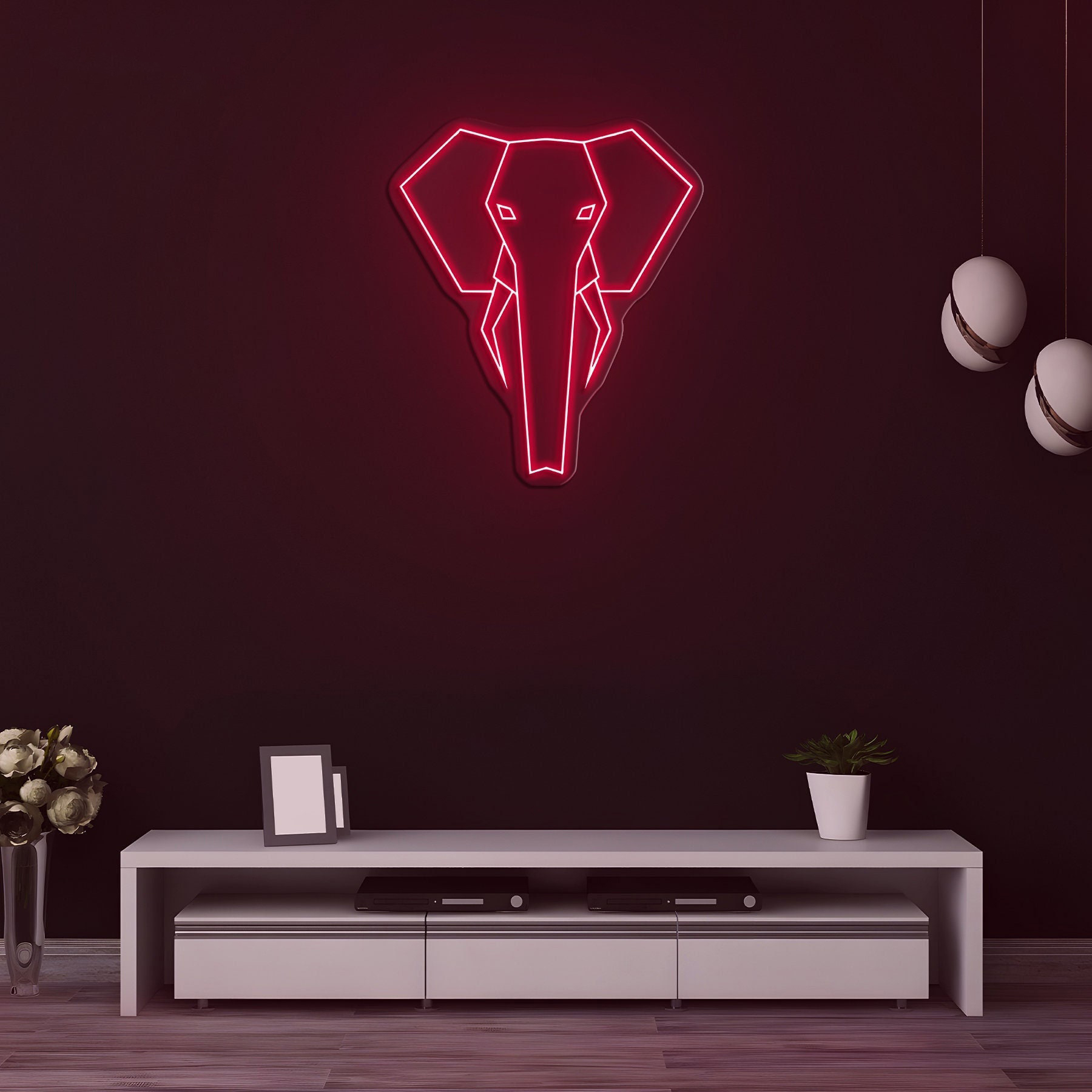Geometric Elephant Neon Sign, Elephant LED Light for Living Room, Neon Wall Art, Bedroom, Office Decor, Kids Room Decoration, Party decor