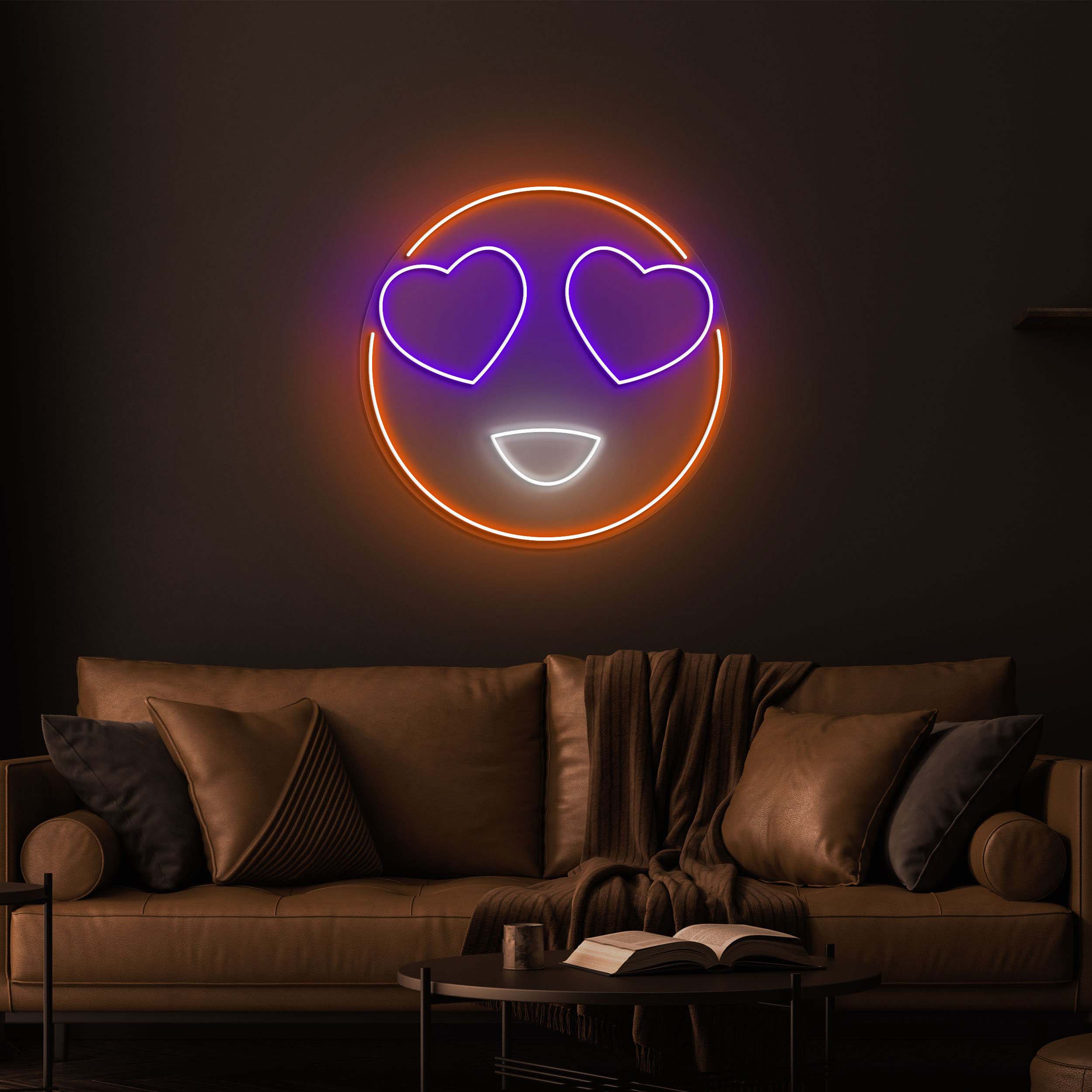 Emoji Neon Sign, Led Light, Room décor, Heart Eyes Emoji Neon Light for Couple Gift, Party decor, Wedding Decor, Backdrop decor, Gift Idea