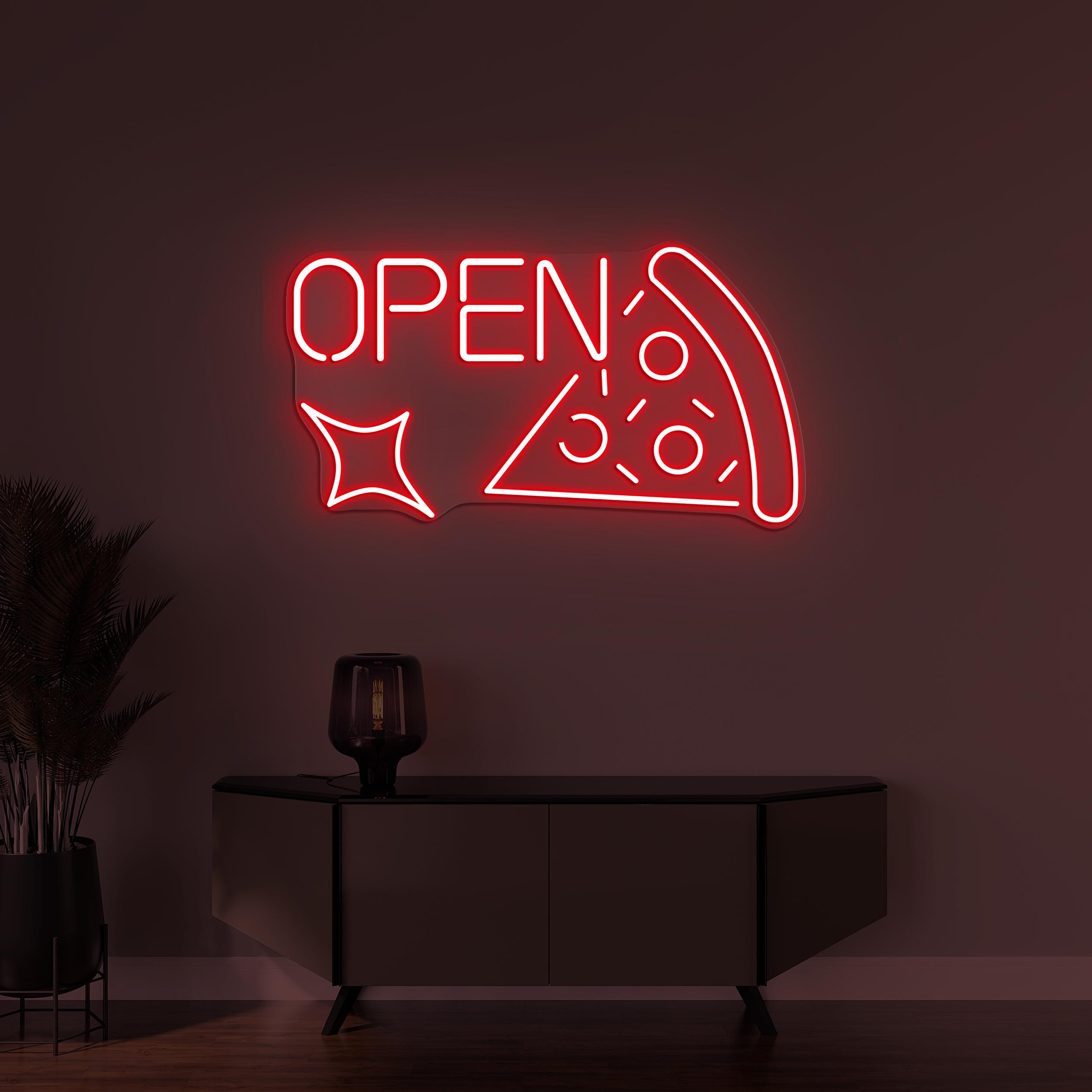 Pizza OPEN Neon Sign, Pizza OPEN LED Light, Fast Food Restaurant Wall Decor, Kitchen Neon Art, Pizza Shop Neon Light, Personalized Neon Sign