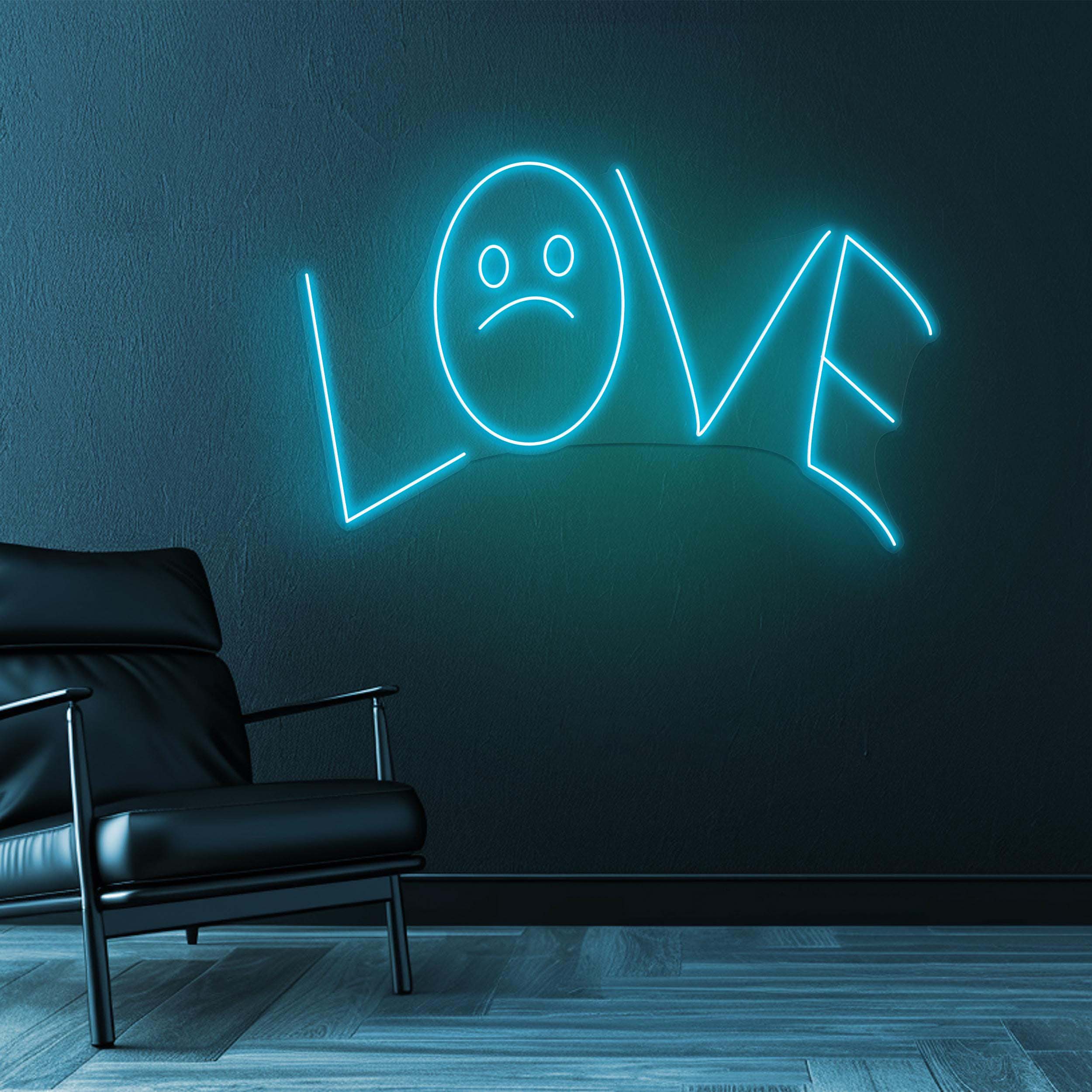 Love Neon Sign, Sad Face Love Neon Art, Love LED Neon Art, Home Wall Decor, Love Light, Custom Neon Sign, Party Neon Sign, Kids Room Decor