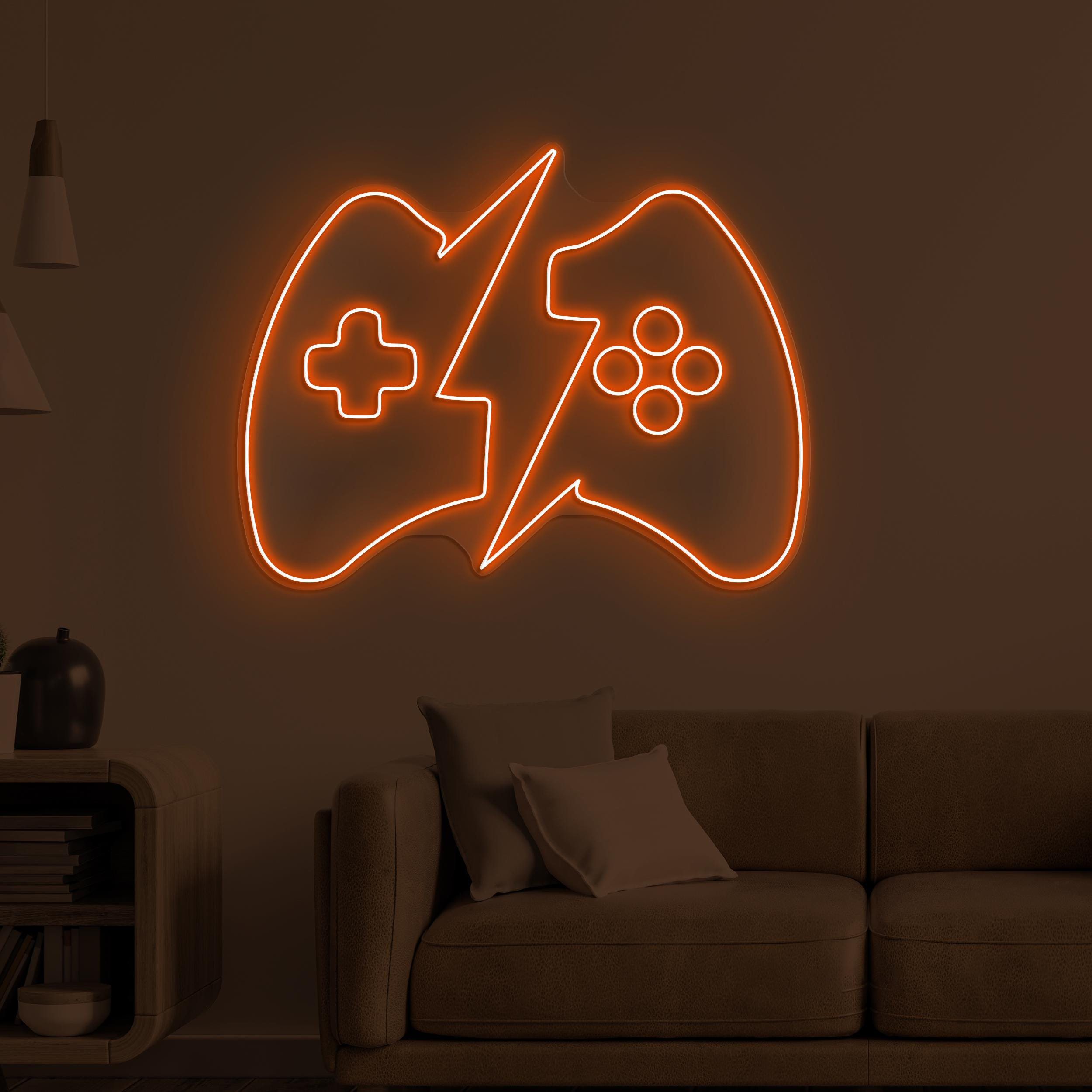 Game Controller Neon Sign, Lightning Game Controller Light, Game Wall Decor, Game Room Neon Light, Boy Room Gift, Kids Room Decor, Gift Idea