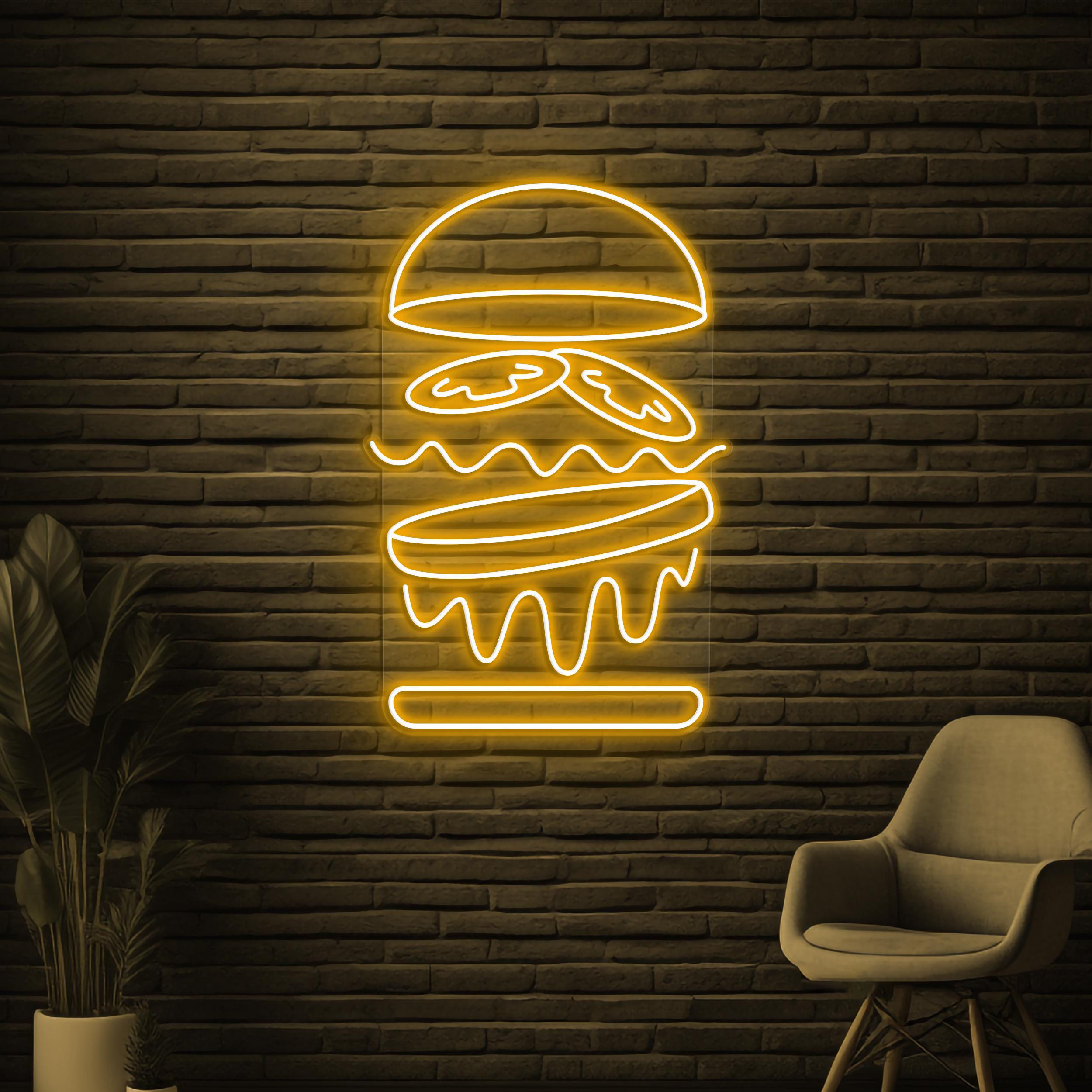Burger Neon Sign, Burger LED Light, Restaurant Wall Decor, Fast Food Neon Light, Burger Lover Sign, Burger Shop Neon Art, Street Food Decor
