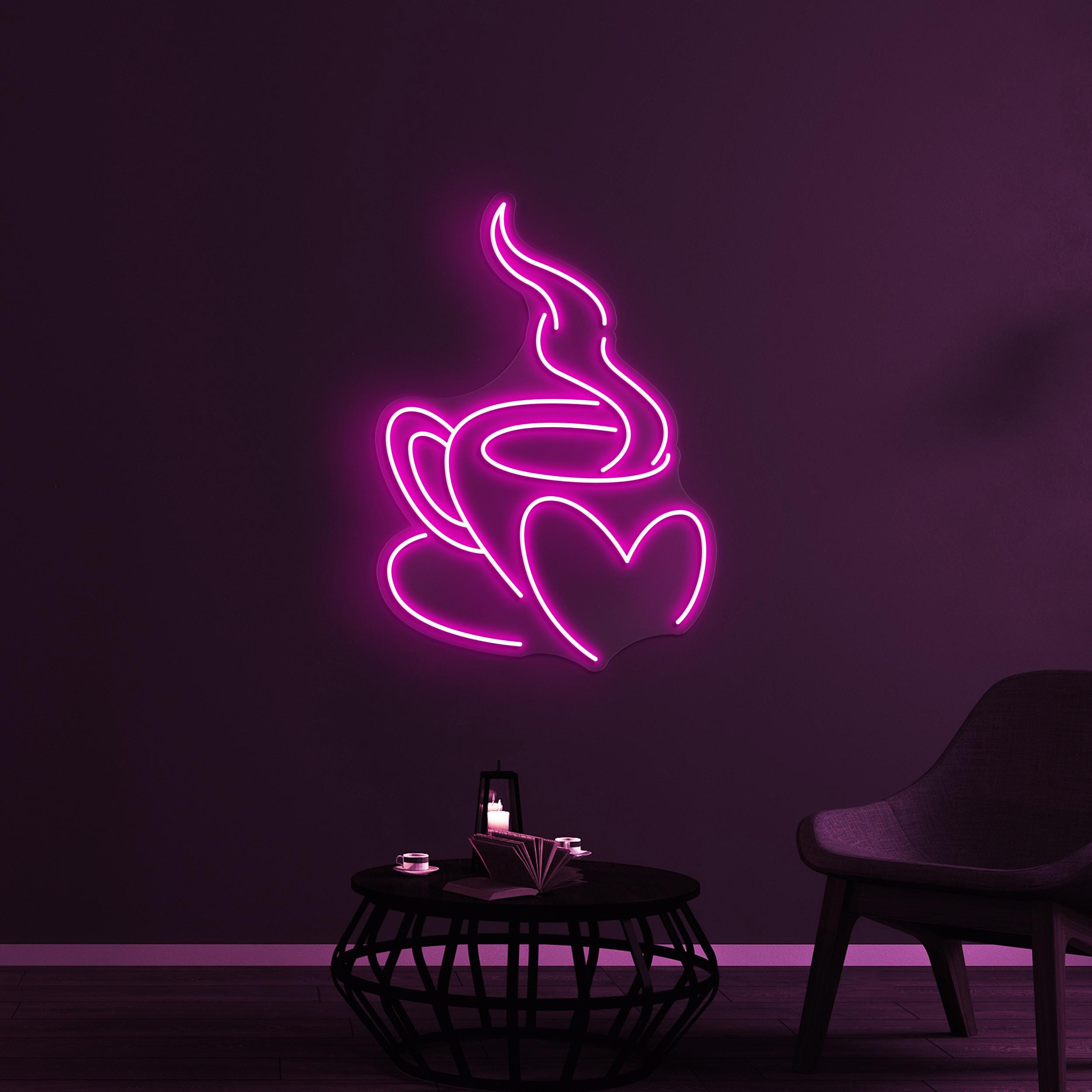 Coffee Love Neon Sign, Coffee Love LED Light, Coffee Cup With Heart Wall Decor, Heart Neon Sign, Coffee Shop Neon Light, Cafe Bar Led Sign