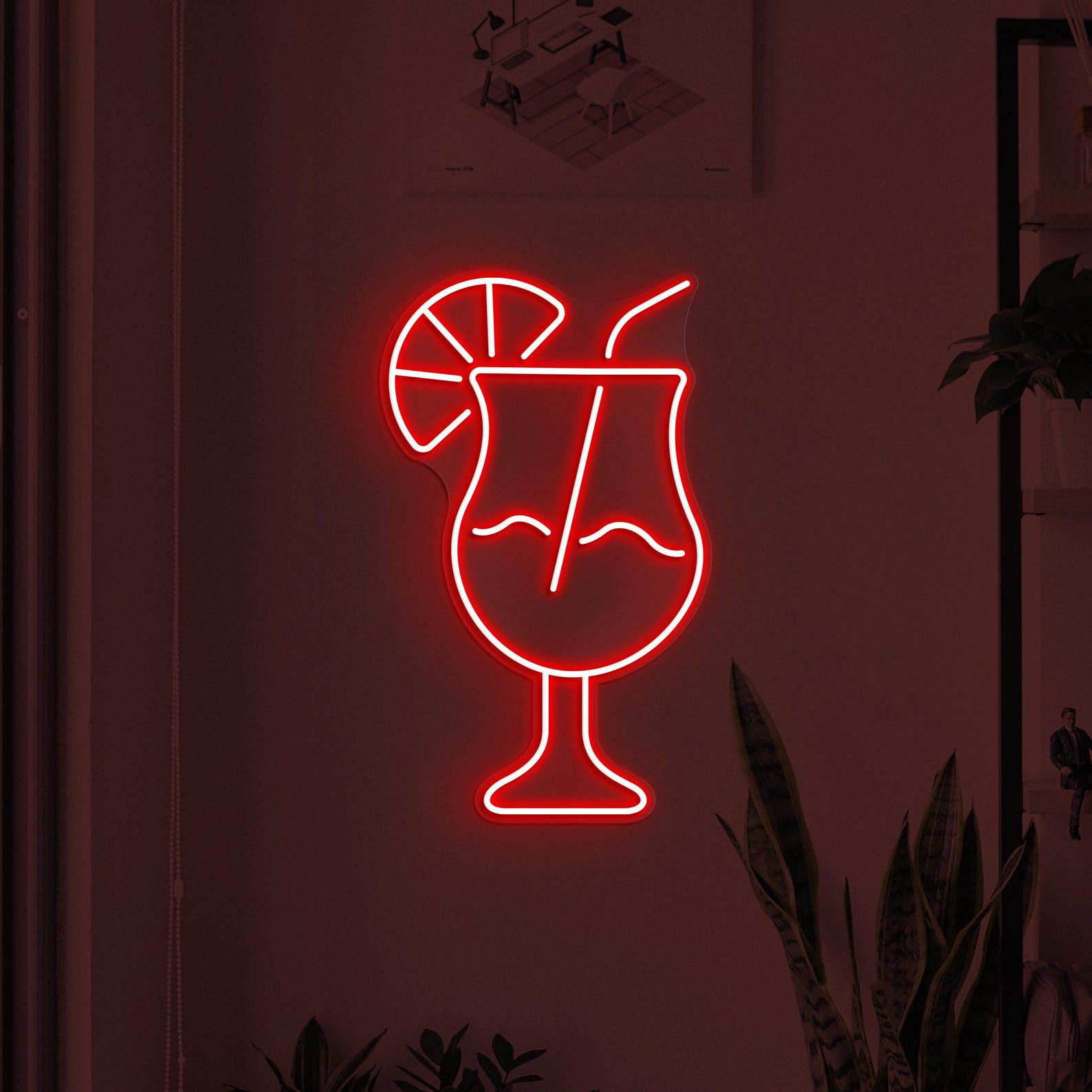 Cocktail Neon Sign, Cocktail Drink LED Light, Bar Wall Decor, Drink Corner Wall Art, Party Neon Decor, Martini Cocktail Sign, Drink Lime Art