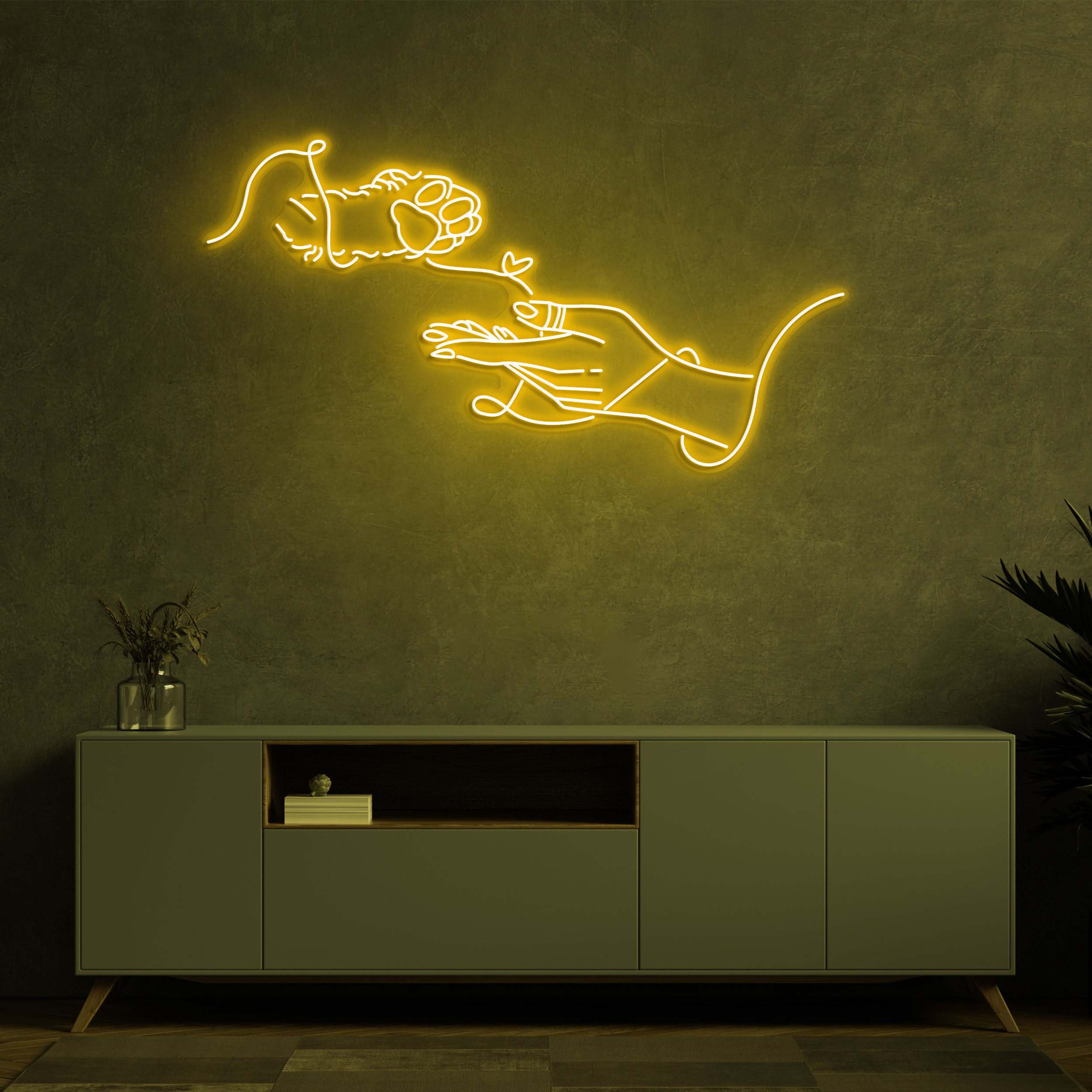 Paw and Hand LED Neon Sign, Kitty Paw and Hand Light, Love Symbol LED Neon Sign, Cat Paw Neon Sign, Pet Lovers decor, LED Neon Wall Art