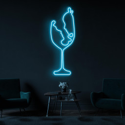 Twin Faces in Wine Glass Neon Sign, Faces in Wine Glass LED Light, Restaurant Neon Art, Cafe and Bar Wall Decor, Home Neon Light, Home Art