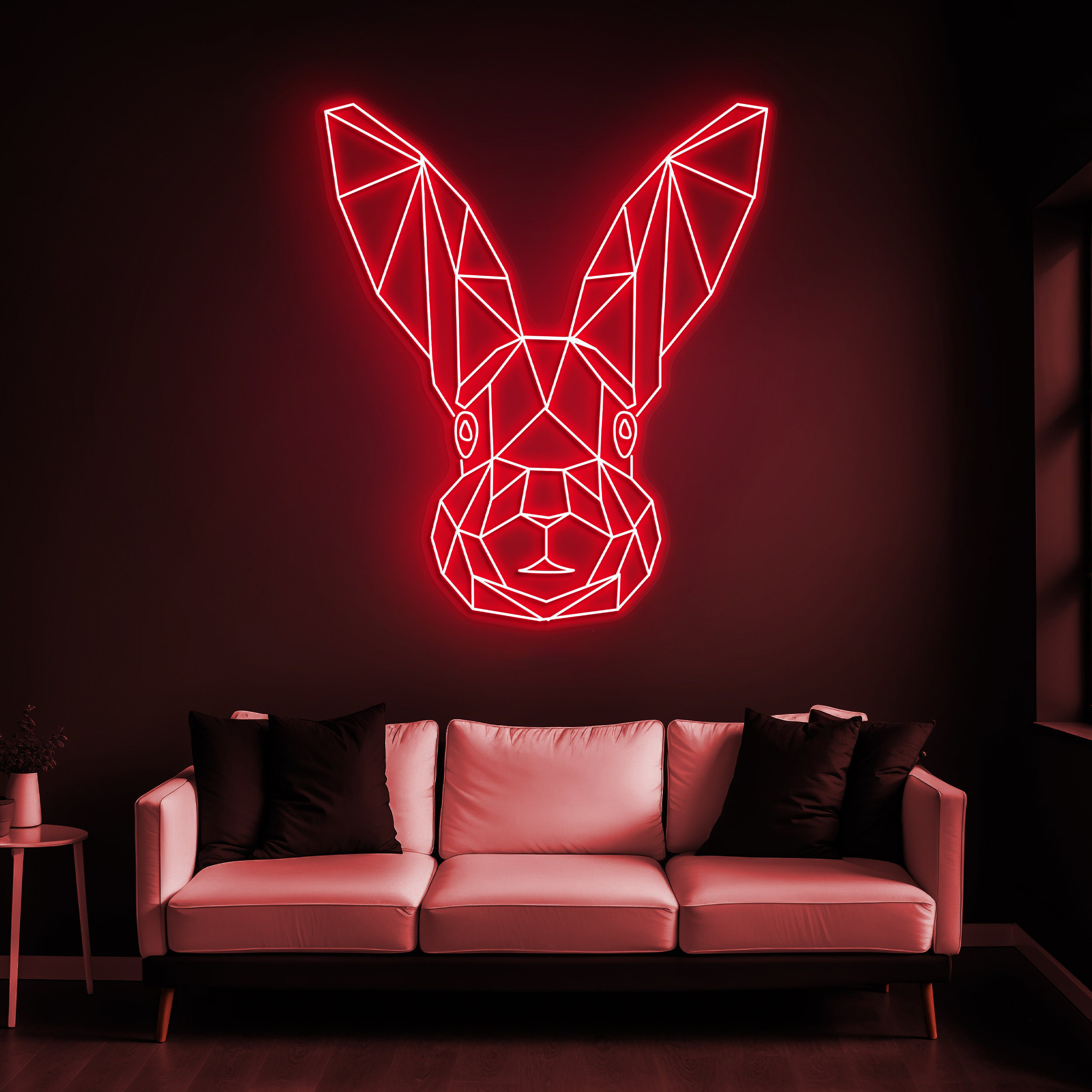 Geometric Rabbit Neon Sign, Bunny Room Decor, Neon Art, Gift for Rabbit Lovers, Kids' Room Decor, Wall Decor, Neon Sign for Nursery decor