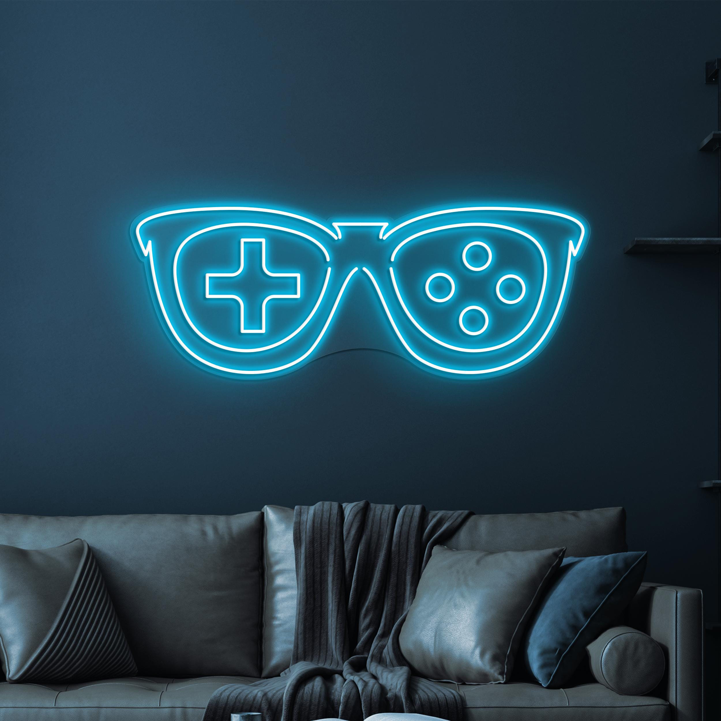 Gaming Glasses Neon Sign, Gaming Glasses LED Light, Sunglasses Shop Wall Art, Glasses For Gamer Sign, Game Room Neon Light, Game Lover Gift