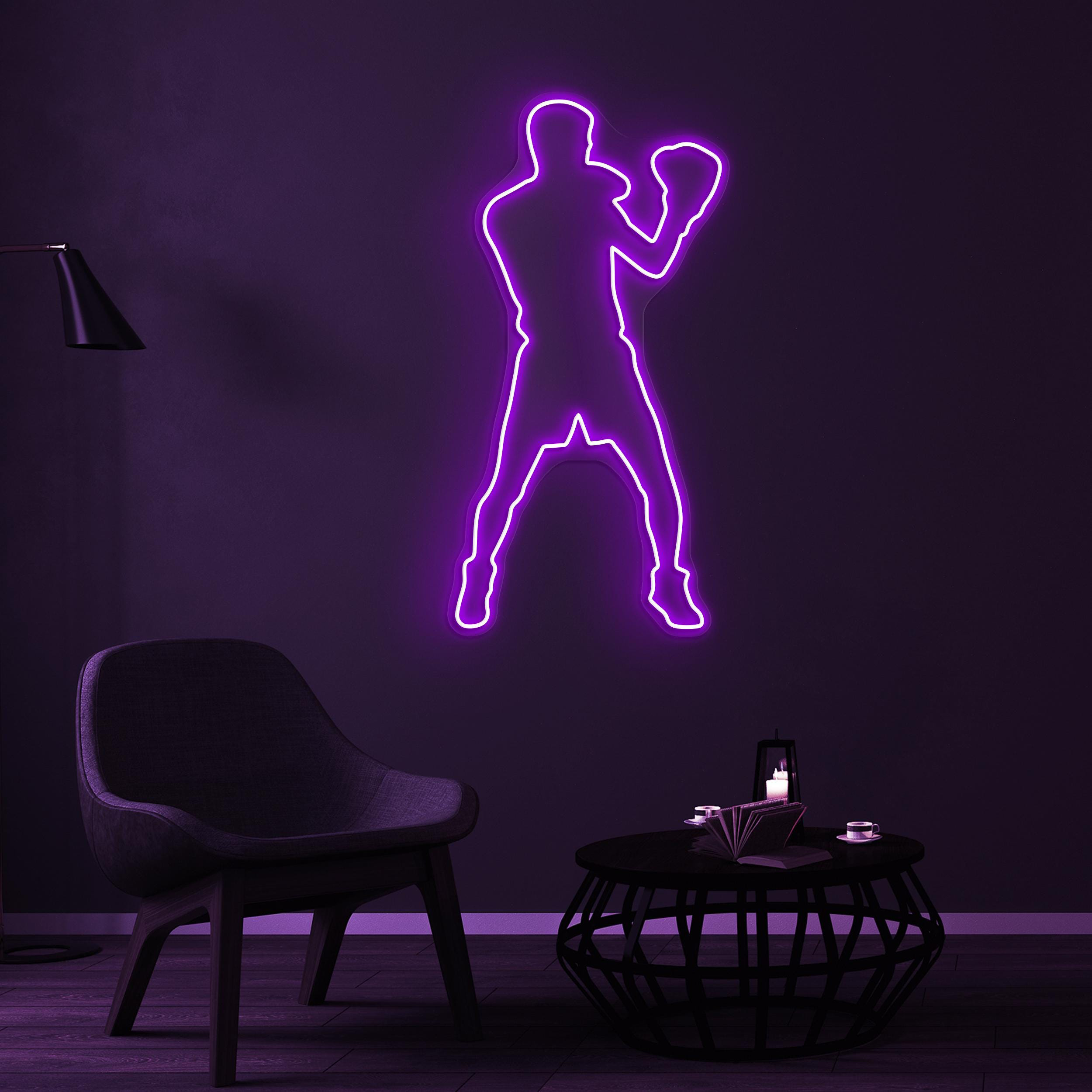 Boxer Neon Sign, Boxer LED Light, Boxer Silhouette Wall Art, Boxer Boy Wall Decor, Boxing Club Neon Light, Custom Neon Sign, Game Room Art