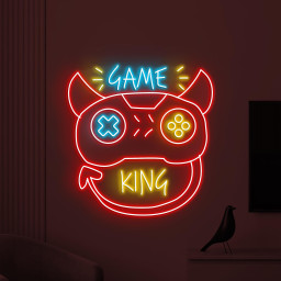 Game King Neon Sign, Game King LED Light, Game Controller Wall Decor, Devil Game Controller Art, Game Room Neon Light, Gaming Zone Decor