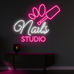 Nails Studio Neon Sign, Light for Nail Art Studios, Décor for Makeup Rooms and Shops, Gift for Nail Lovers and Ladies,Light for Beauty Rooms