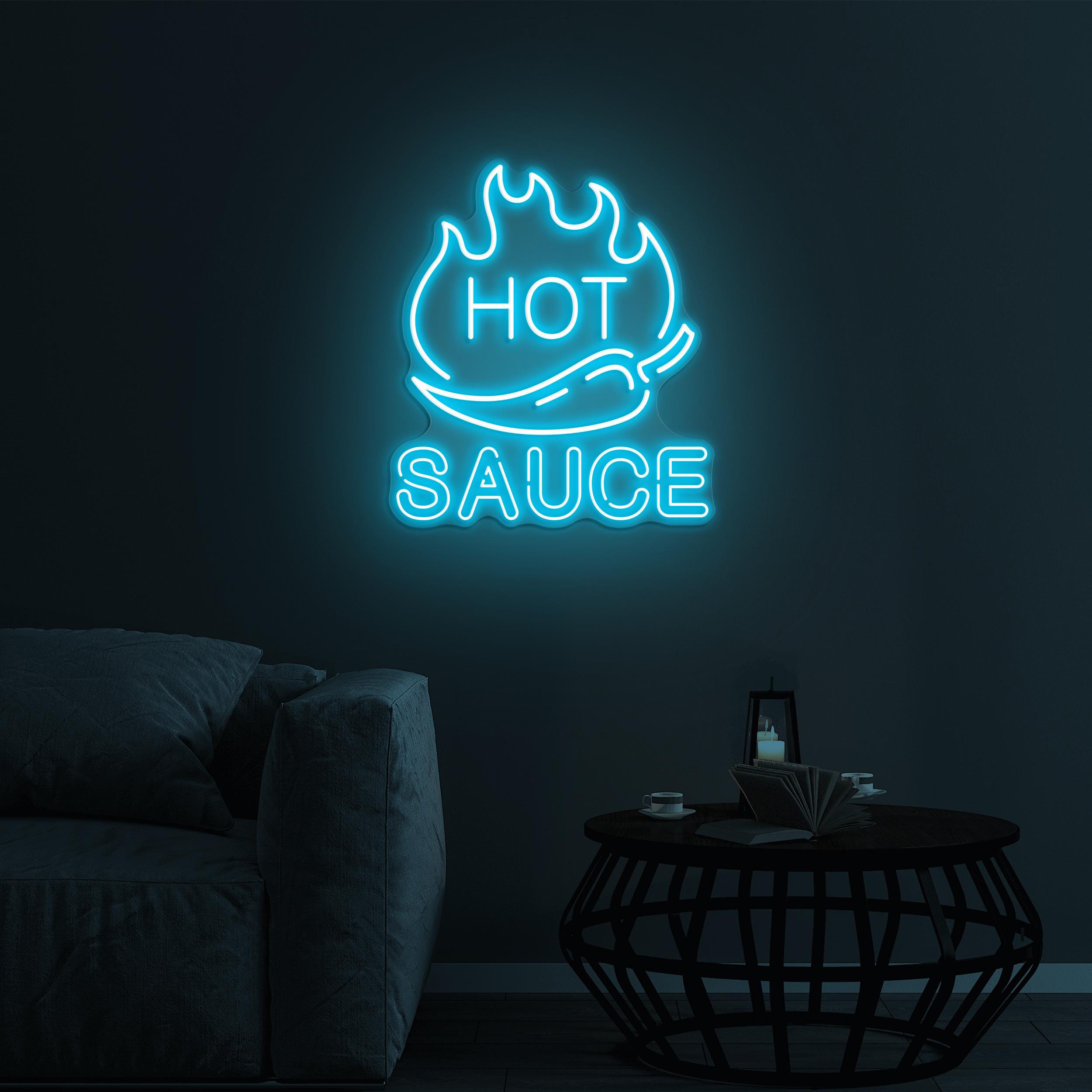 Hot Chili Sauce Neon Sign, Hot Chili Sauce LED Light, Hot Sauce Wall Decor, Spicy Food Restaurant Decor, Fire Chili Art, Spice Lovers Gift