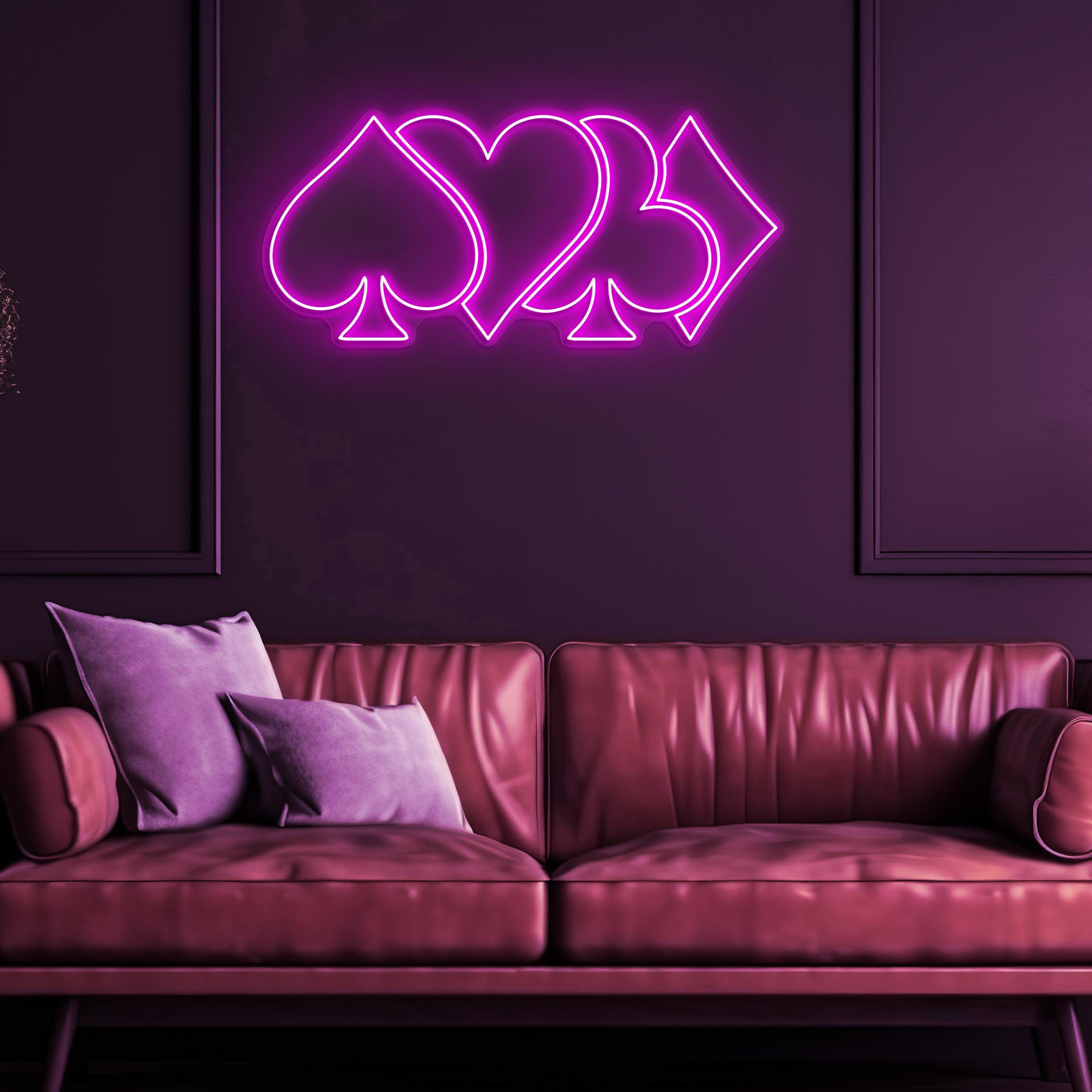 Poker Suits Neon Sign, Poker Suits LED Light, Poker Card Symbol Wall Decor, Playing Cards Wall Art, Casino Logo Decor, Game Room Wall Art