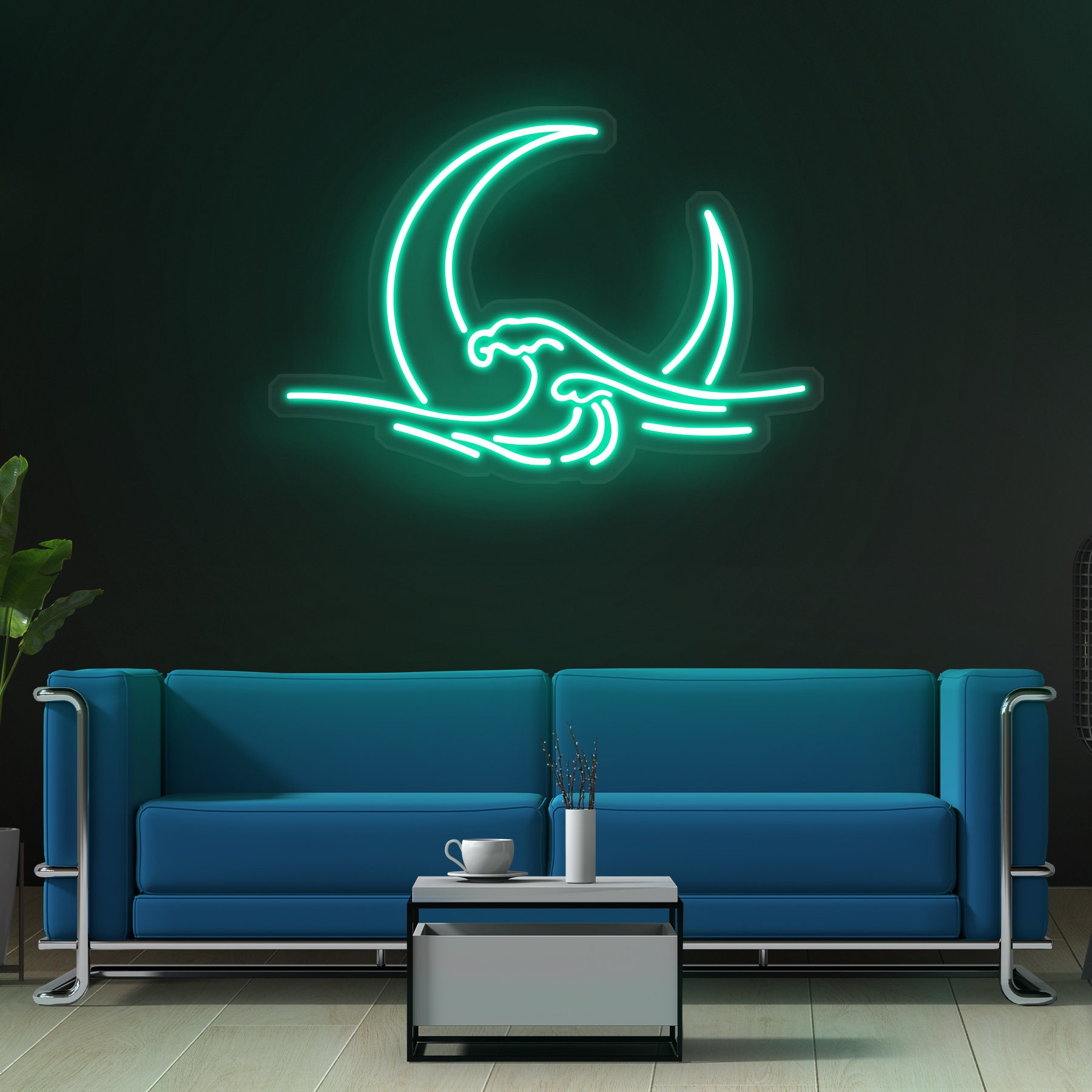 Moon Neon Sign, Moon Wave LED Light, Wall Decor for Bedroom, Room Art, Moonrise Neon Light for Home Decor, Moonlight Wall Decor, Gift Idea