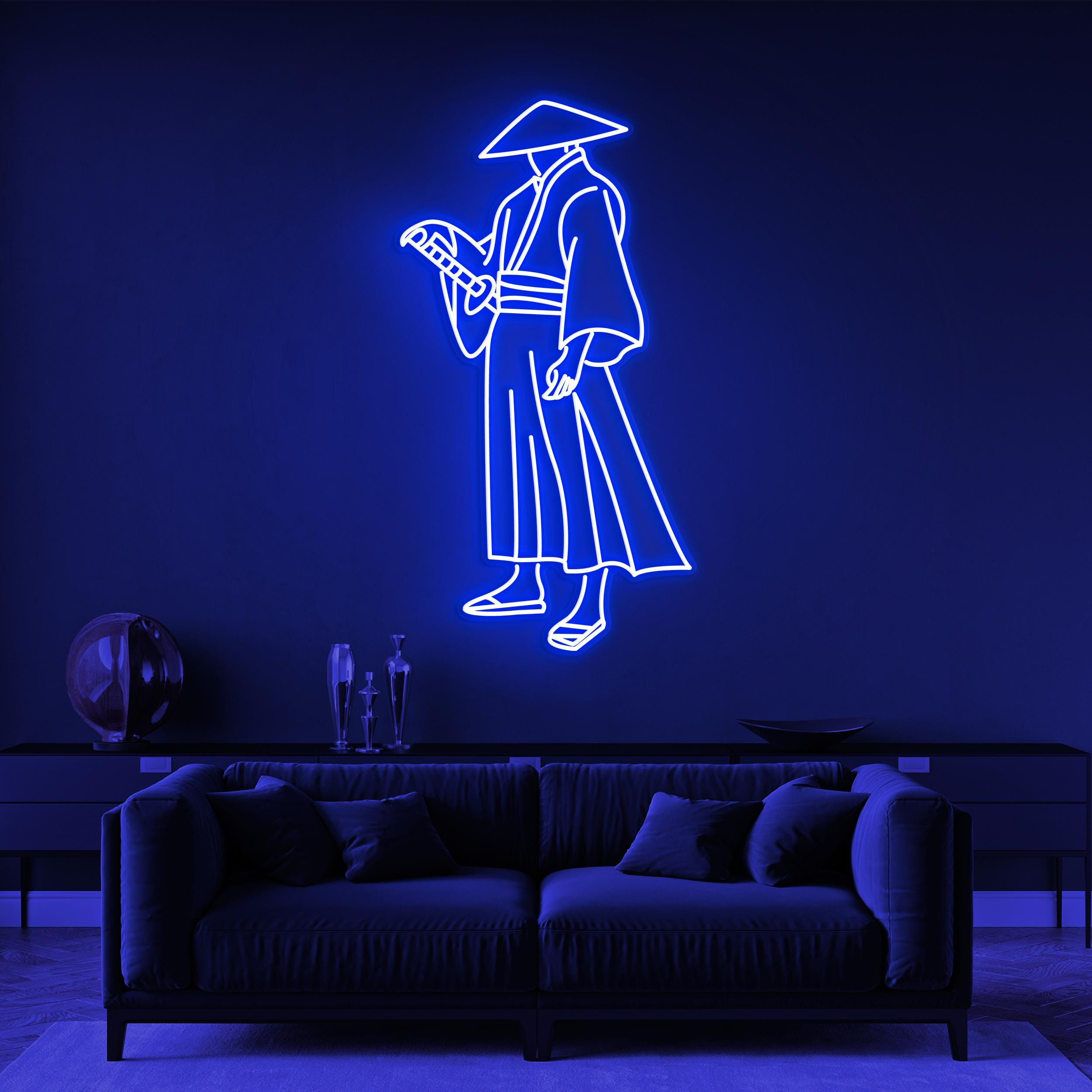 Samurai Neon Sign, Samurai LED Light, Japanese Warrior Wall Decor, Game Zone Art, Сartoon Character Sign, Ninja Man Decor for Anime Fans