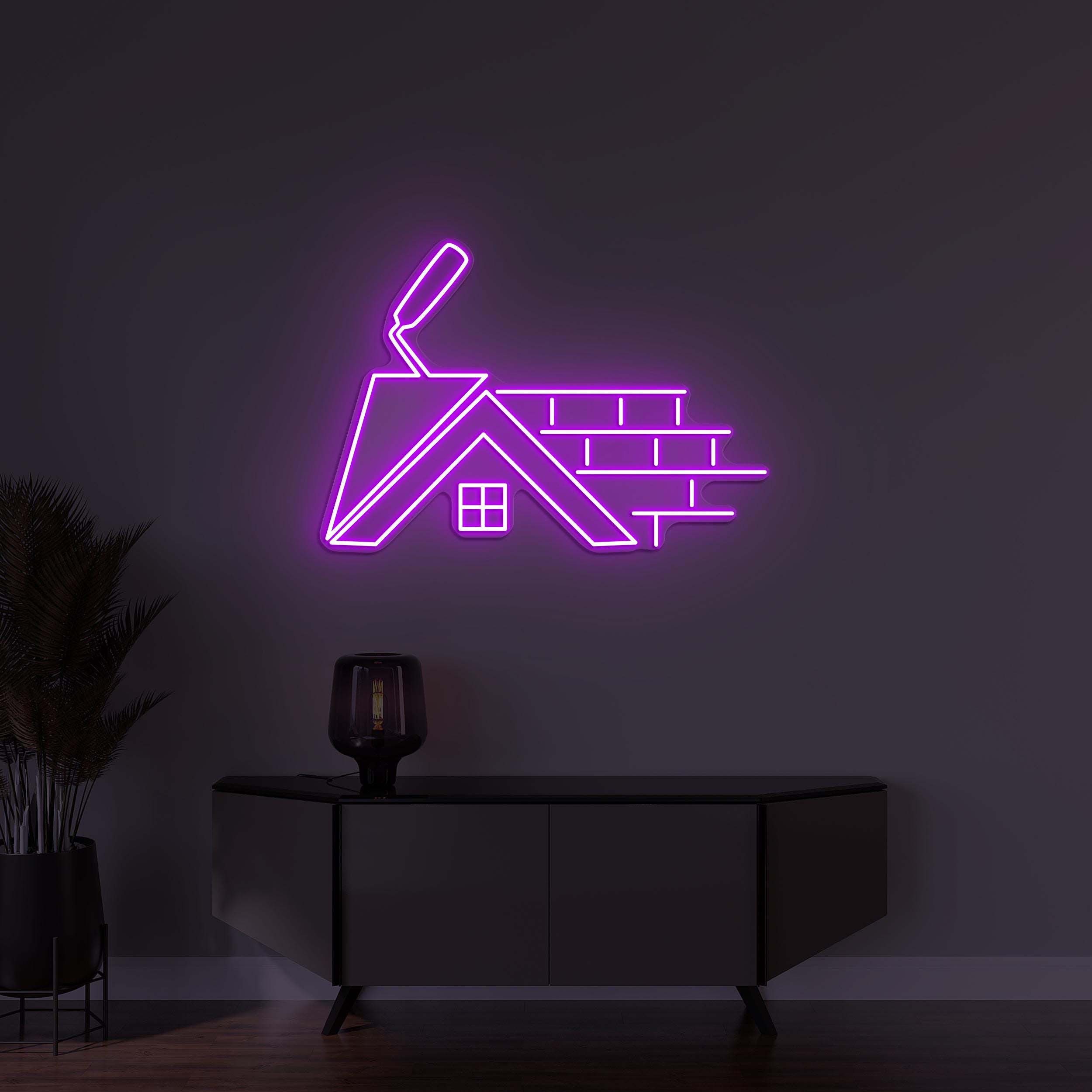 House and Tools Neon Sign, House With Tools LED Light, Work Tools Wall Decor, Construction House Wall Art, Custom Neon Sign, Led Neon Art,