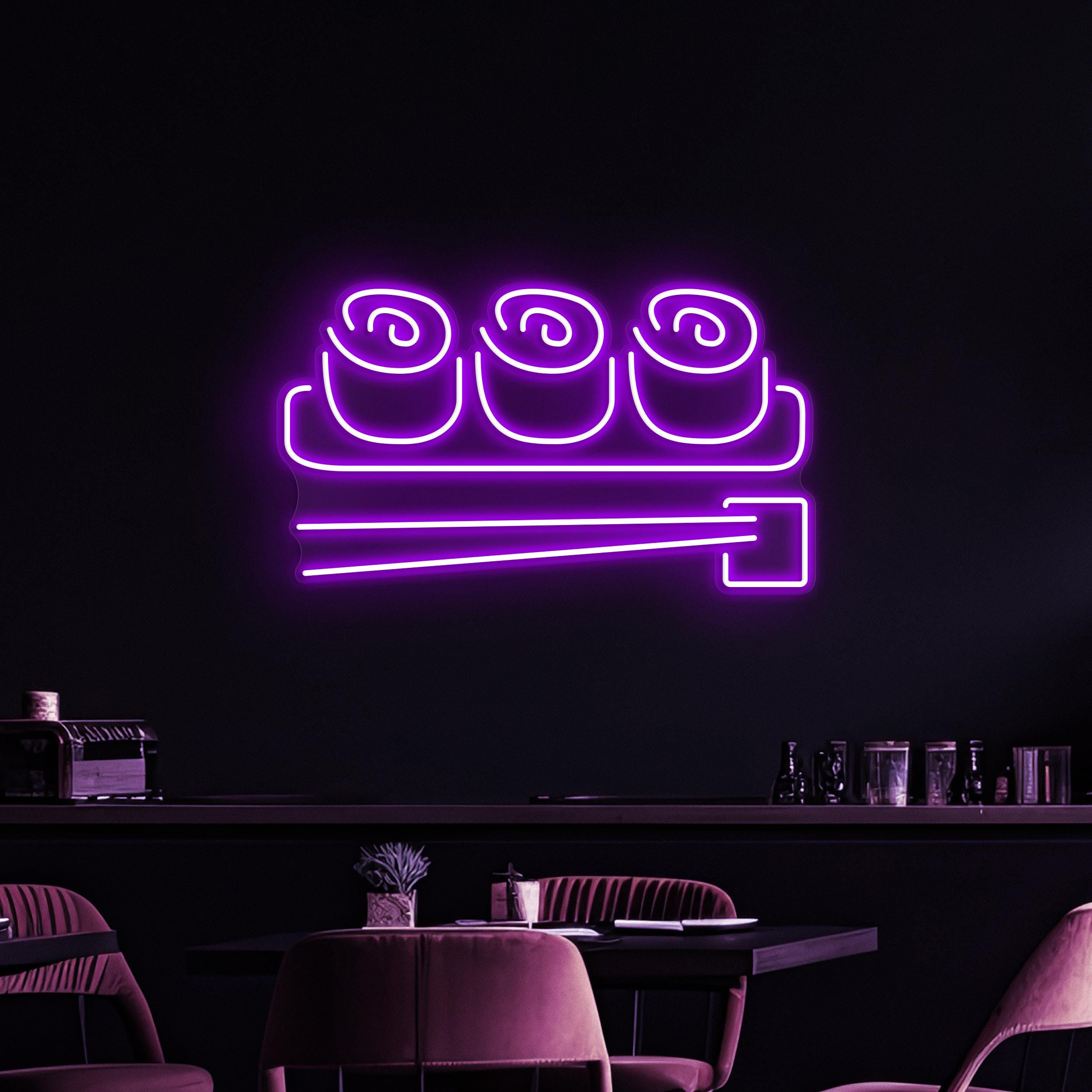 Sushi Neon Sign, Sushi LED Light, Japanese Food Wall Decor, Kawaii Food Wall Art, Japanese Restaurant Neon Light, Cafe and Bar Neon Decor