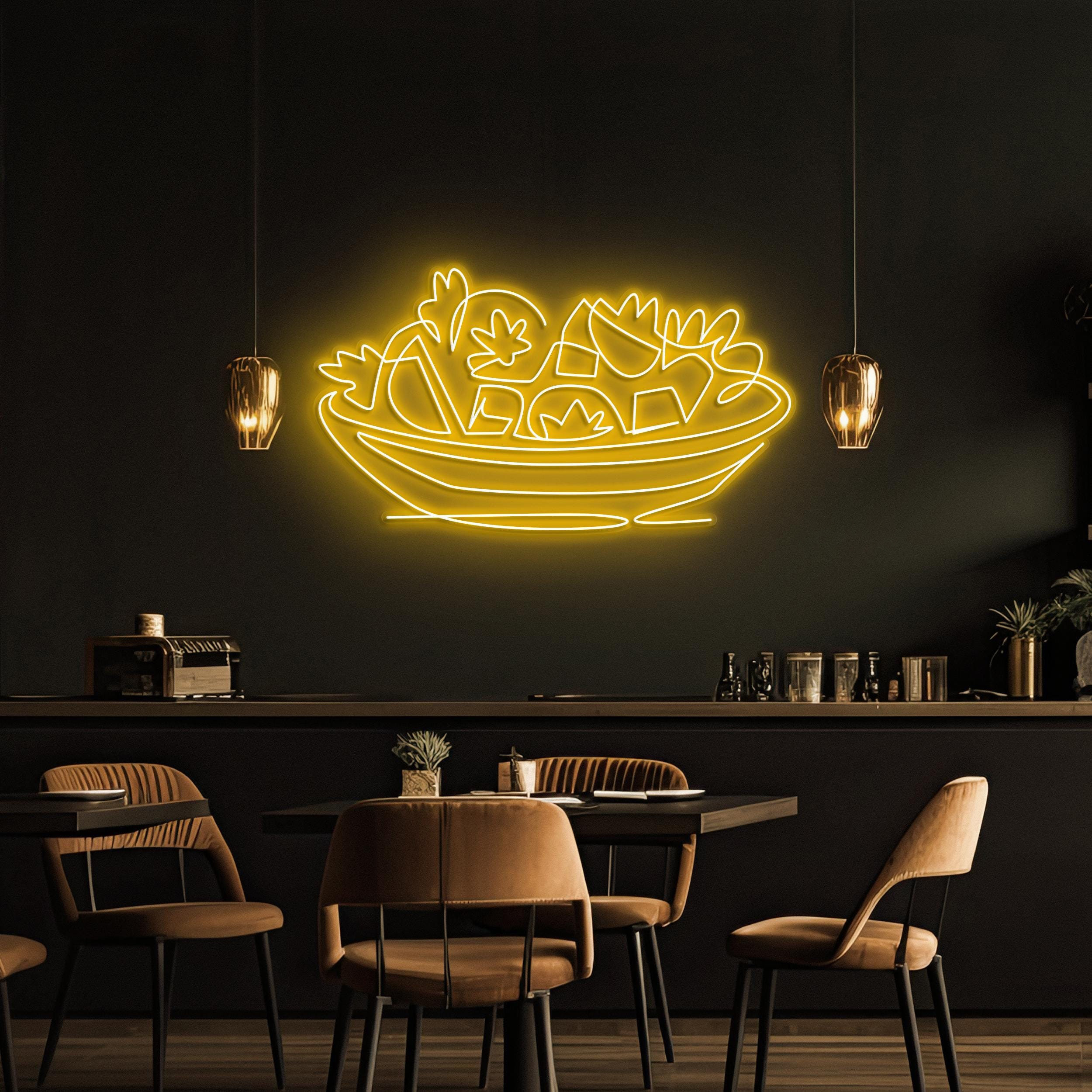 Salad Neon Sign, Salad LED Light, Healthy Food LED Neon Art, Restaurants Wall Decor, Salad Lover, Kitchen Wall Art, Bar & Cafe Decor, Gift