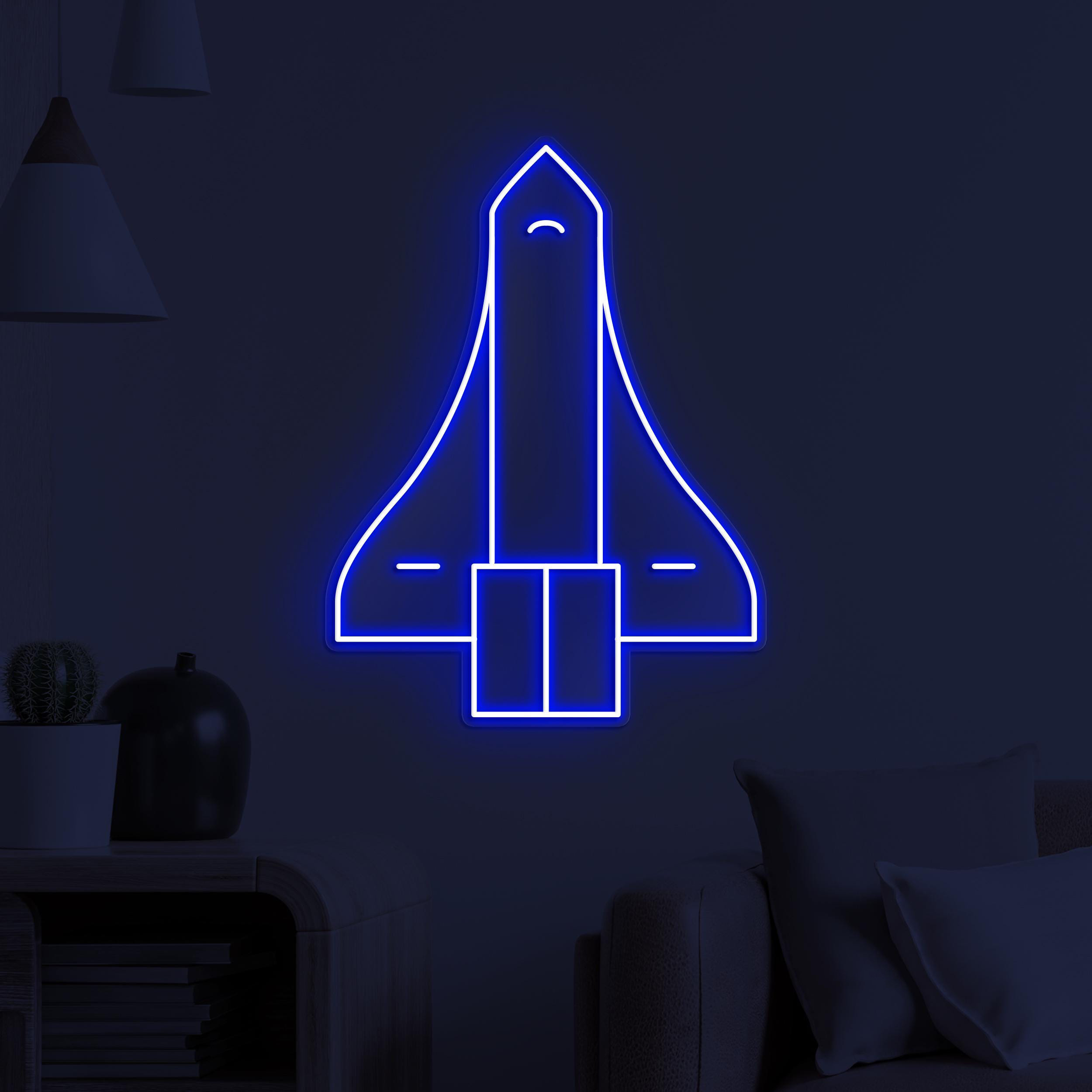Space Shuttle Neon Sign, Space Shuttle LED Light, Rocket Ship Wall Art, Space Flight Sign, Kids Room Wall Decor, Gaming Room Neon Light