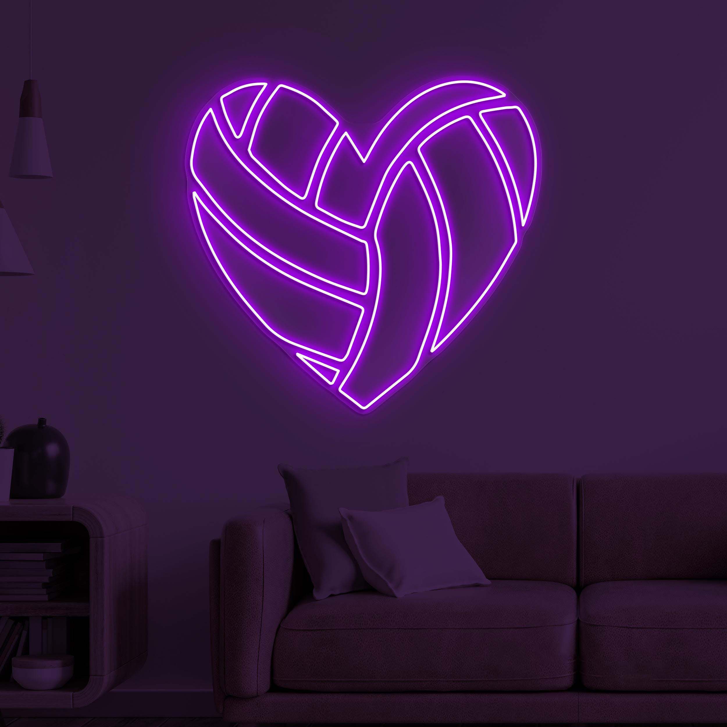 Heart Neon Sign, Heart LED Light, Volleyball Heart Wall Art, Sports Shop Wall Decor, Couple Neon Gift, Romantic Neon Light, Volleyball Lover