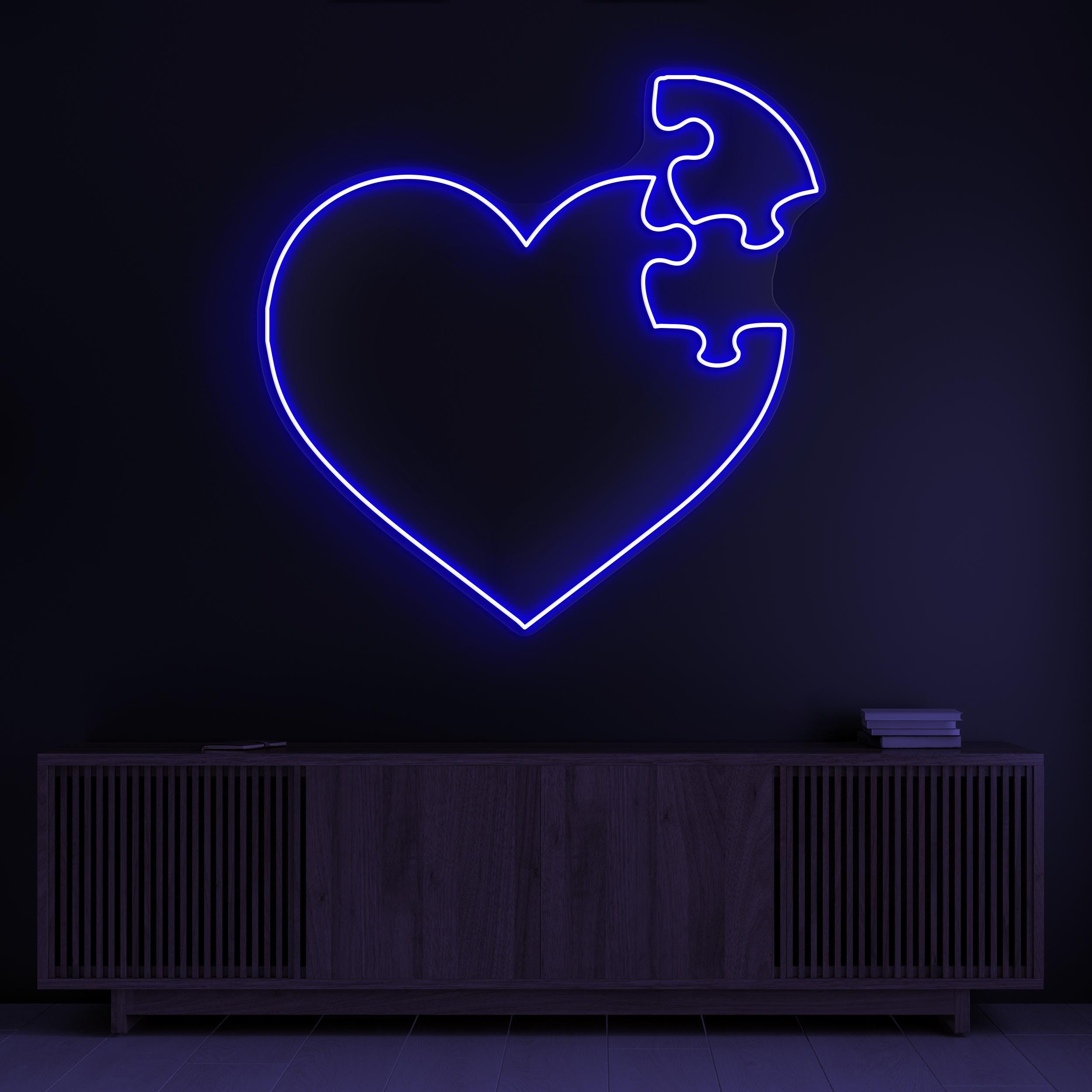 Heart Puzzle Neon Sign, Heart Puzzle LED Light, Love Hearts Wall Decor, Wedding Party Wall Art, Love Led Neon Sign, Couple Room Decor, Gift