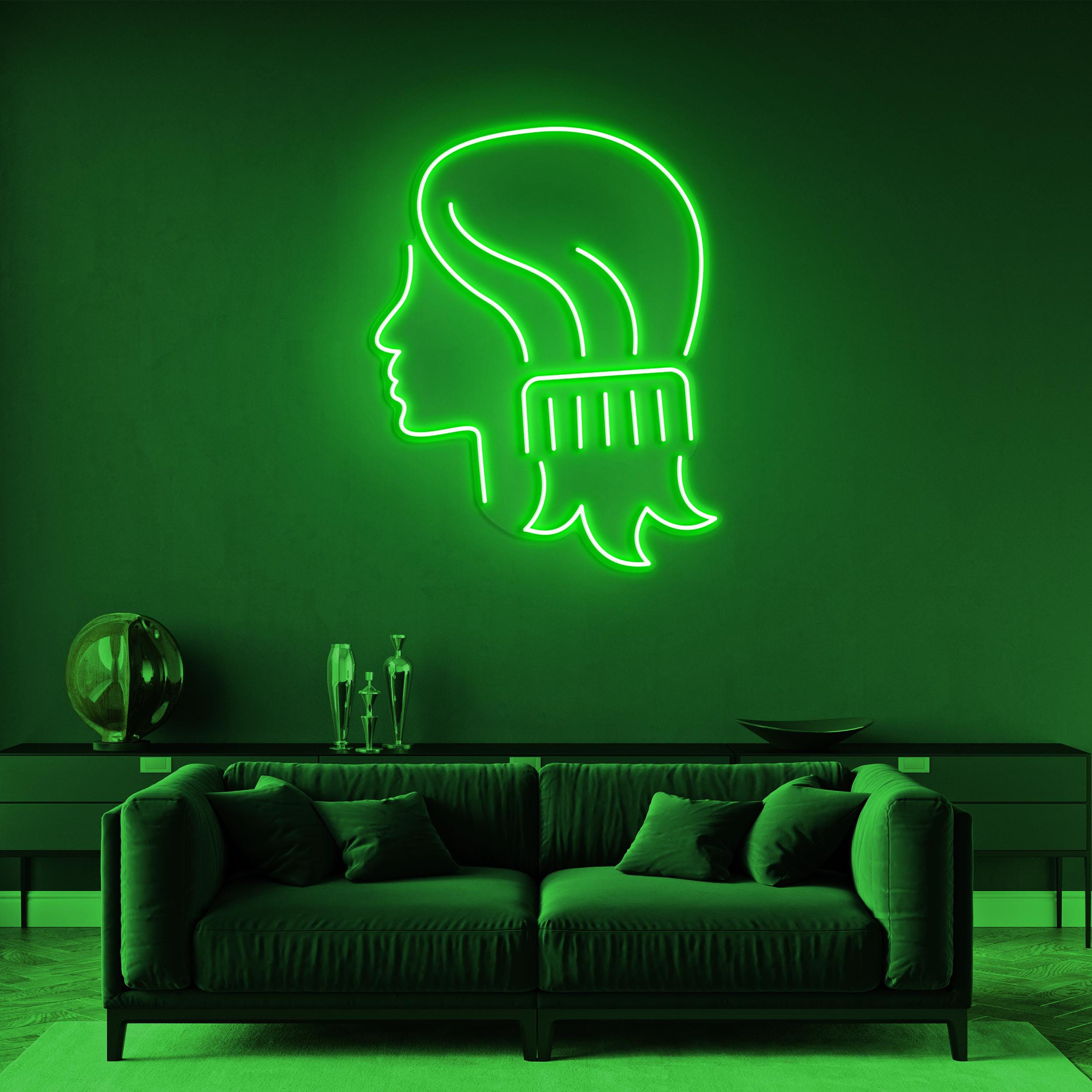 Comb Combing Woman Hair Neon Light, Salon Decor, LED Neon Art, Barber Shop Sign, Bedroom Decor, Neon Sign for Shops, Front Opening Display