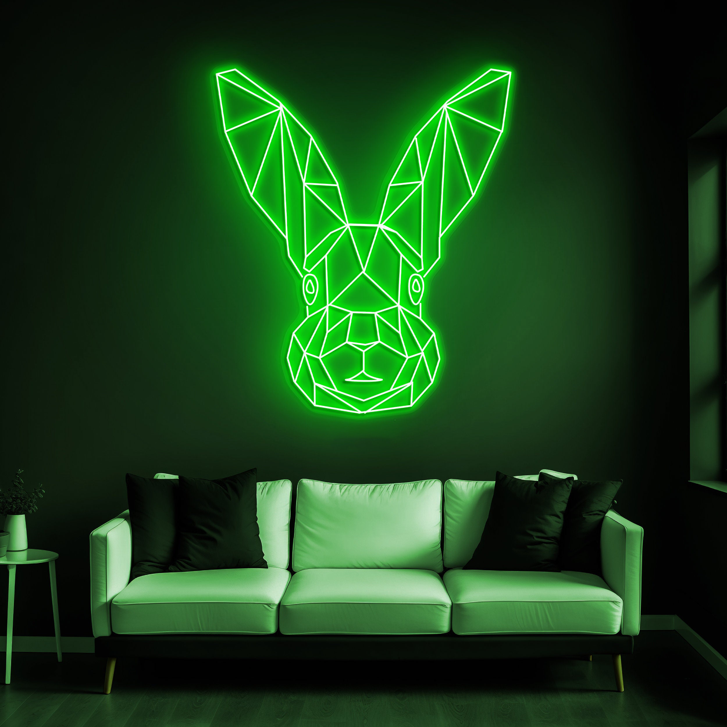 Geometric Rabbit Neon Sign, Bunny Room Decor, Neon Art, Gift for Rabbit Lovers, Kids' Room Decor, Wall Decor, Neon Sign for Nursery decor