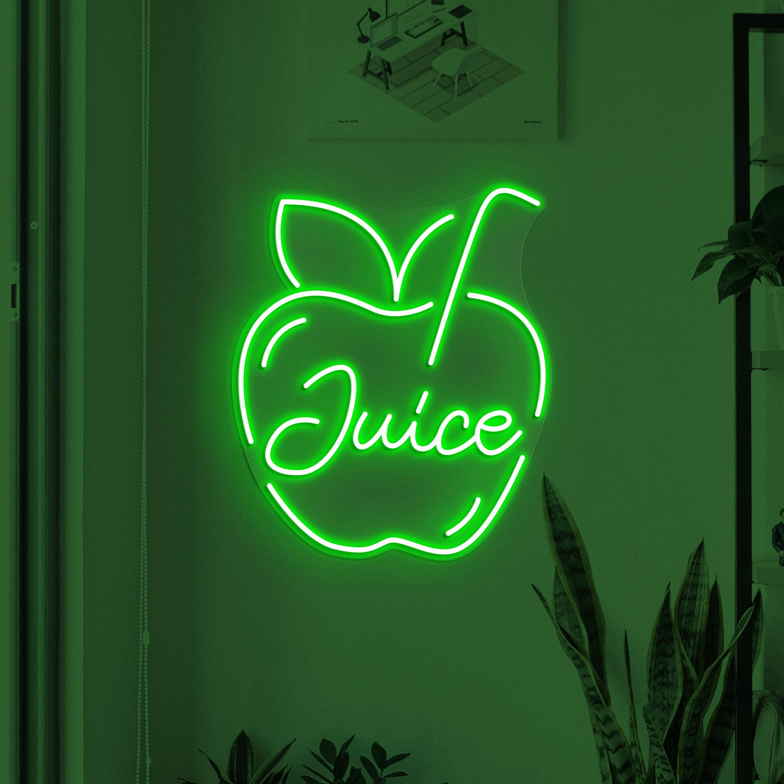 Juice Neon Sign, Juice LED Light, Apple Juice Wall Decor, Apple Wall Art, Drink Corner Neon Decor, Cafe Night Wall Light, Drunk Neon Sign