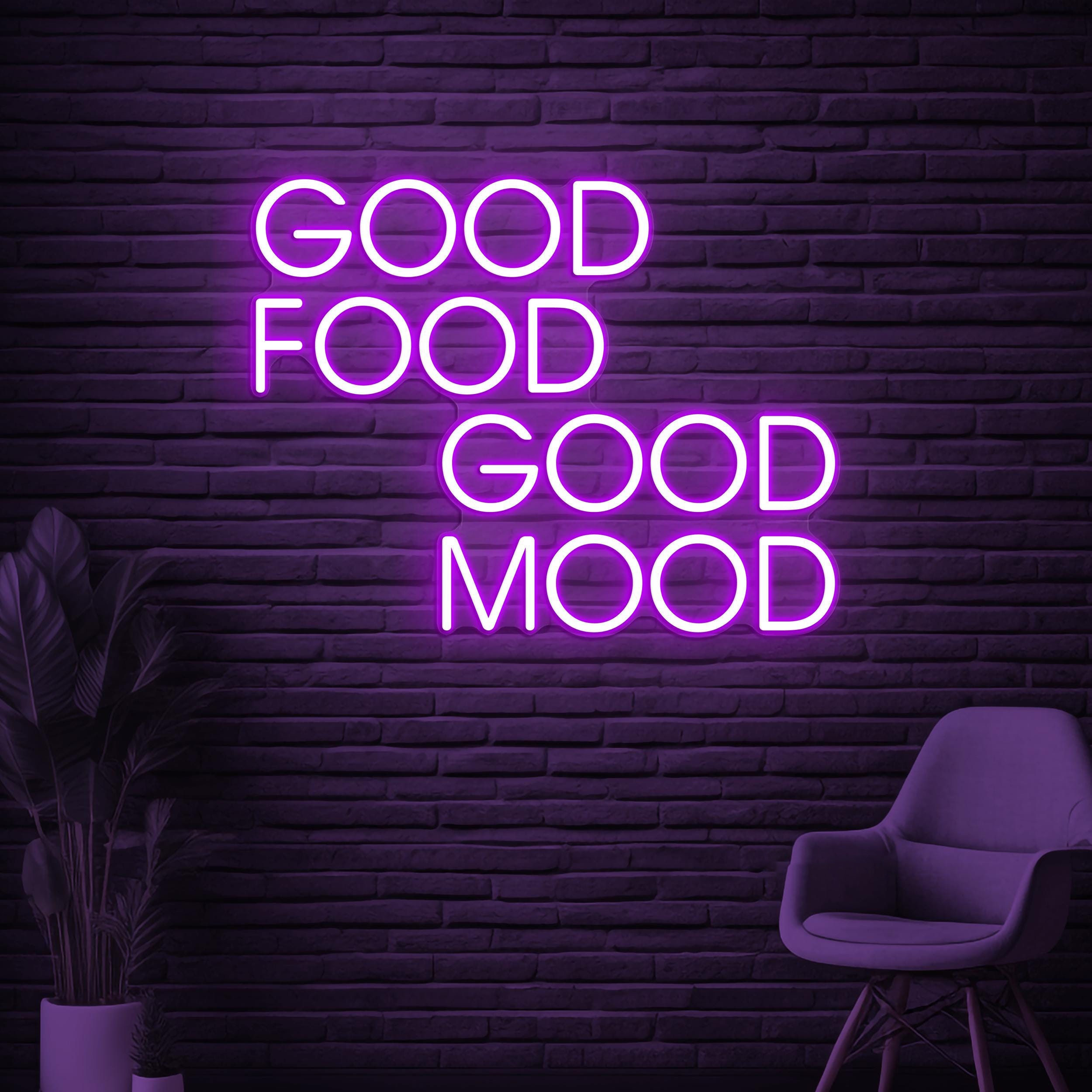 Good Food Good Mood Neon Sign, Good Food Good Mood LED Light, Home Kitchen Wall Decor, Bar Cafe Wall Art, Party Decor, Food Business Sign