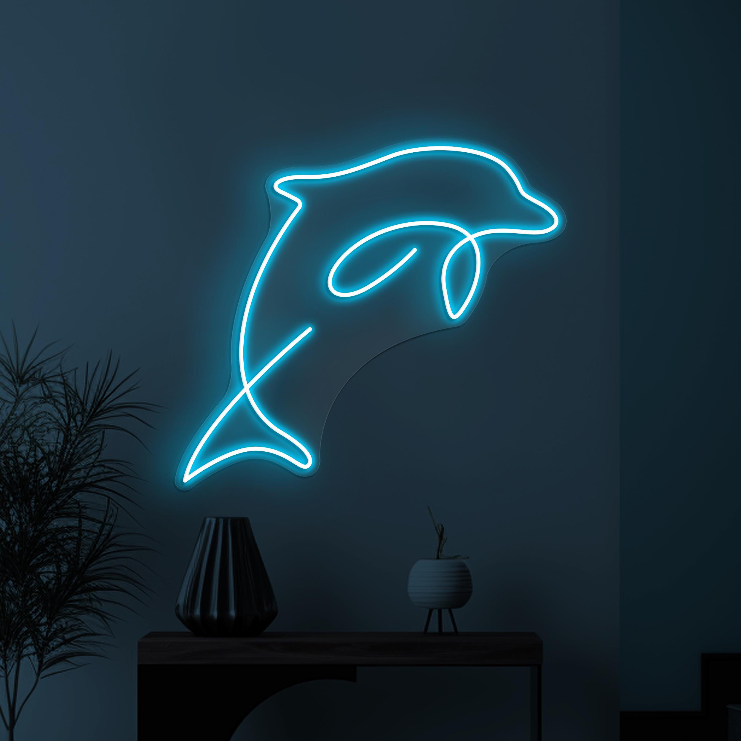 Dolphin Neon Sign, Dolphin LED Light, Dolphin Fish Wall Art, Kids Room Wall Decor, Sea Animals Light, Animal Shop Decor, Cute Dolphin Sign