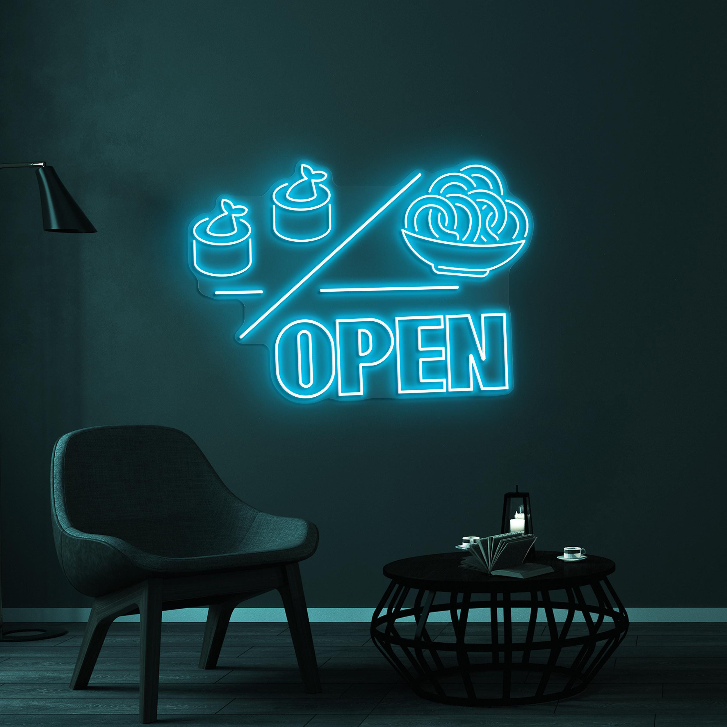 Open Neon Sign, Sushi Open LED Light, Kitchen Wall Decor, Restaurant Wall Light, Business Logo Sign, Japanese Food Sign, Cafe Bar Neon Decor