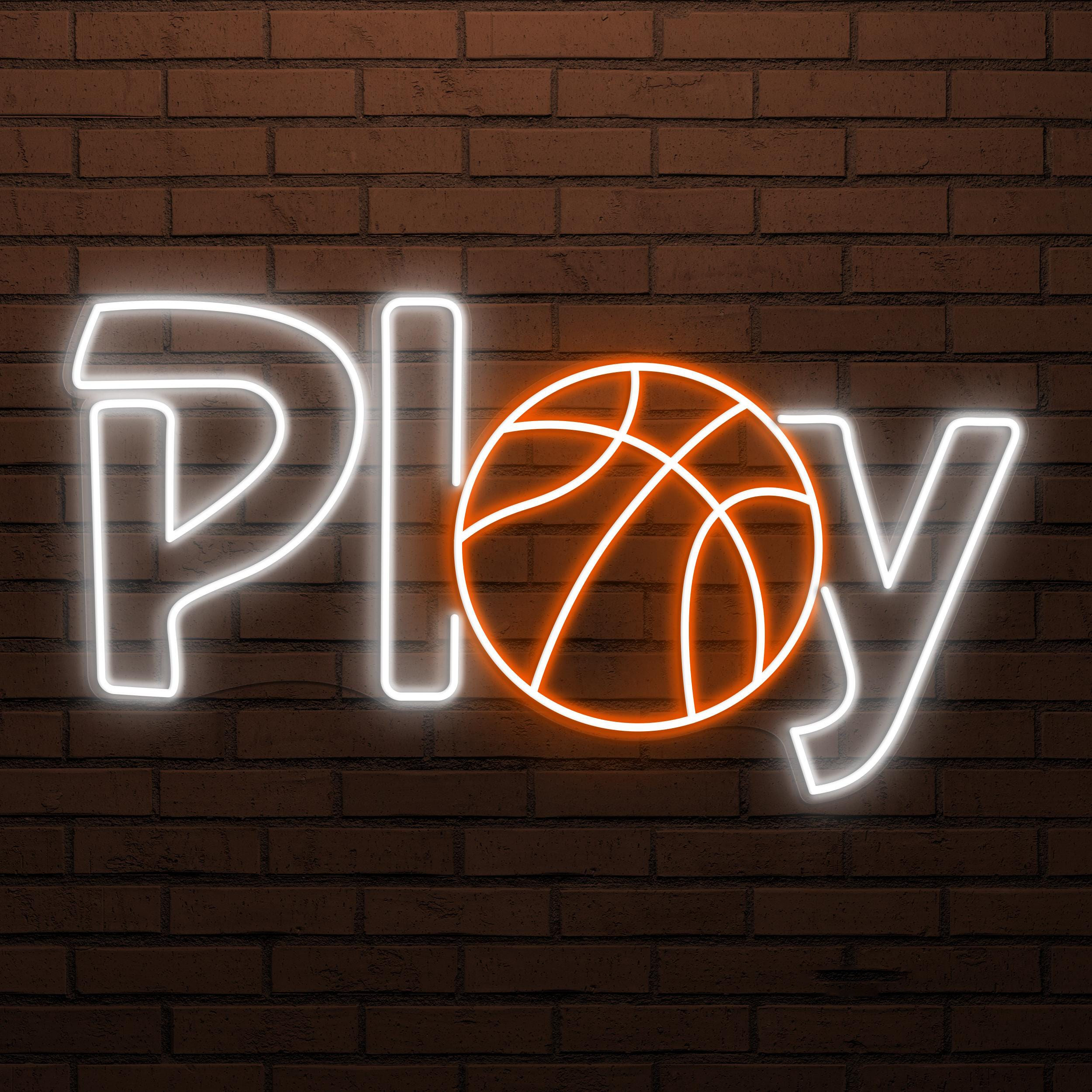 Play Neon Sign, Play LED Light, Basketball Play Wall Decor, Sports Shop Neon Wall Art, Basketball Club Neon Light, Game Room Led Neon Sign