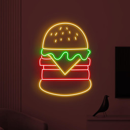 Burger Neon Sign, Hamburger LED Light, Fast Food Wall Decor, Restaurant Wall Art, Burger Cafe Neon Light, Burger Lover Gift, Burger Neon Art