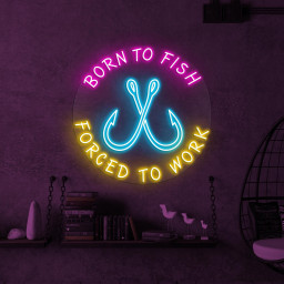 Born to Fish Forced to Work Sign, Born to Fish Forced to Work Light, Fishing Club Wall Art, Fish Shop Neon Light, Fishing Hook Wall Decor