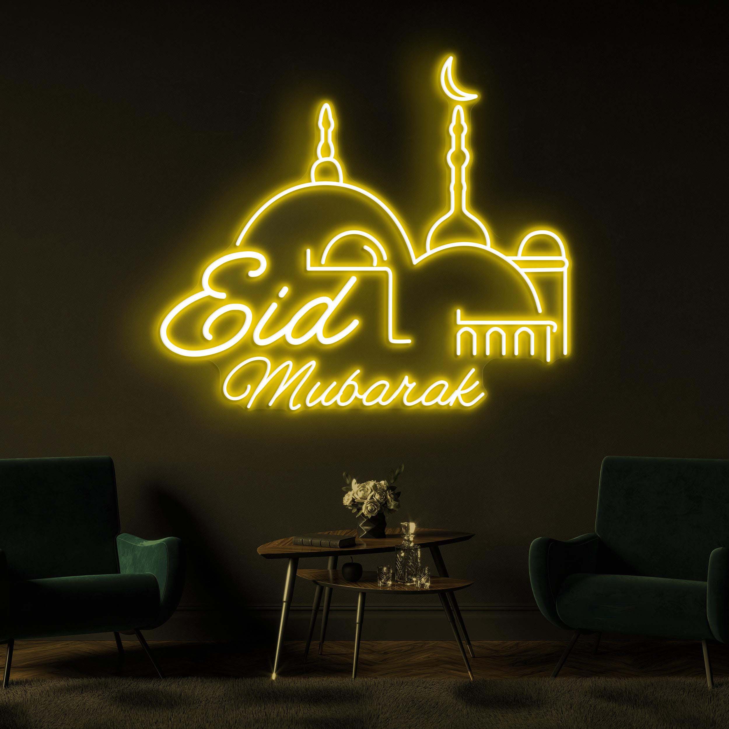 Eid Mubarak Neon Sign, Eid Mubarak LED Light, Muslim Home Wall Decor, Mosque Wall Art, Personalized Eid Sign, Islamic Festival Neon Light