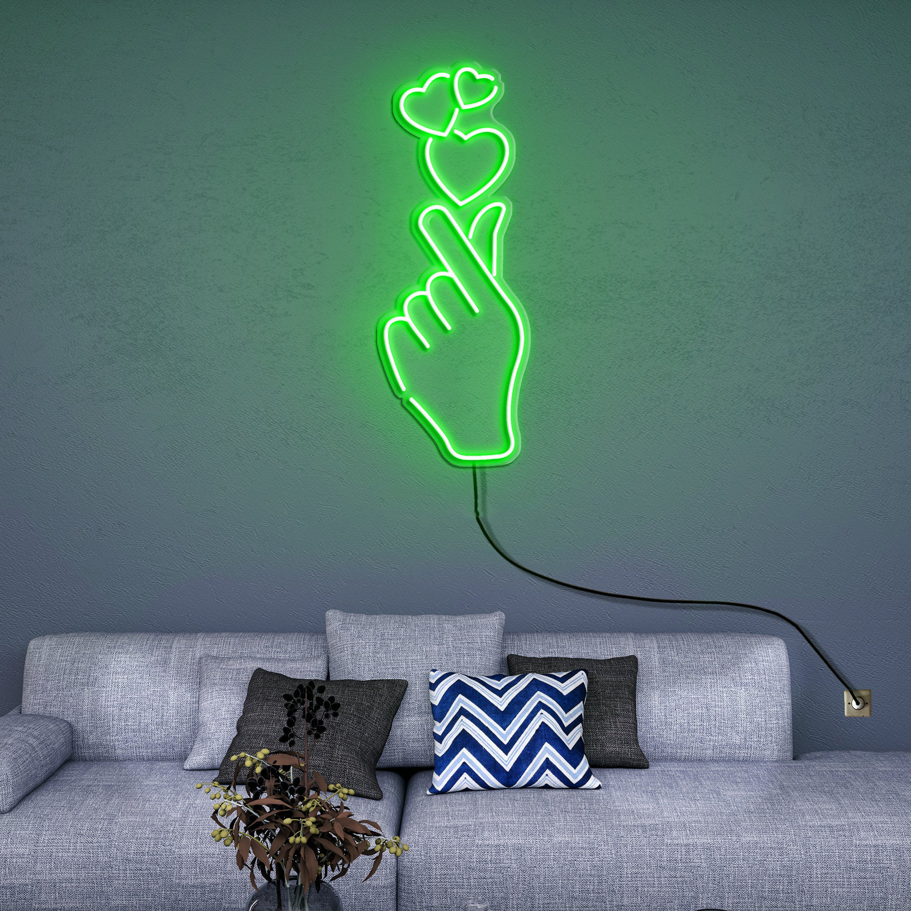 Finger Heart LED Neon Sign, Hand Heart Light, Party Sign, Heart Neon Decor, Sign for Bedroom, Living Room, Wedding, Birthday, Celebration