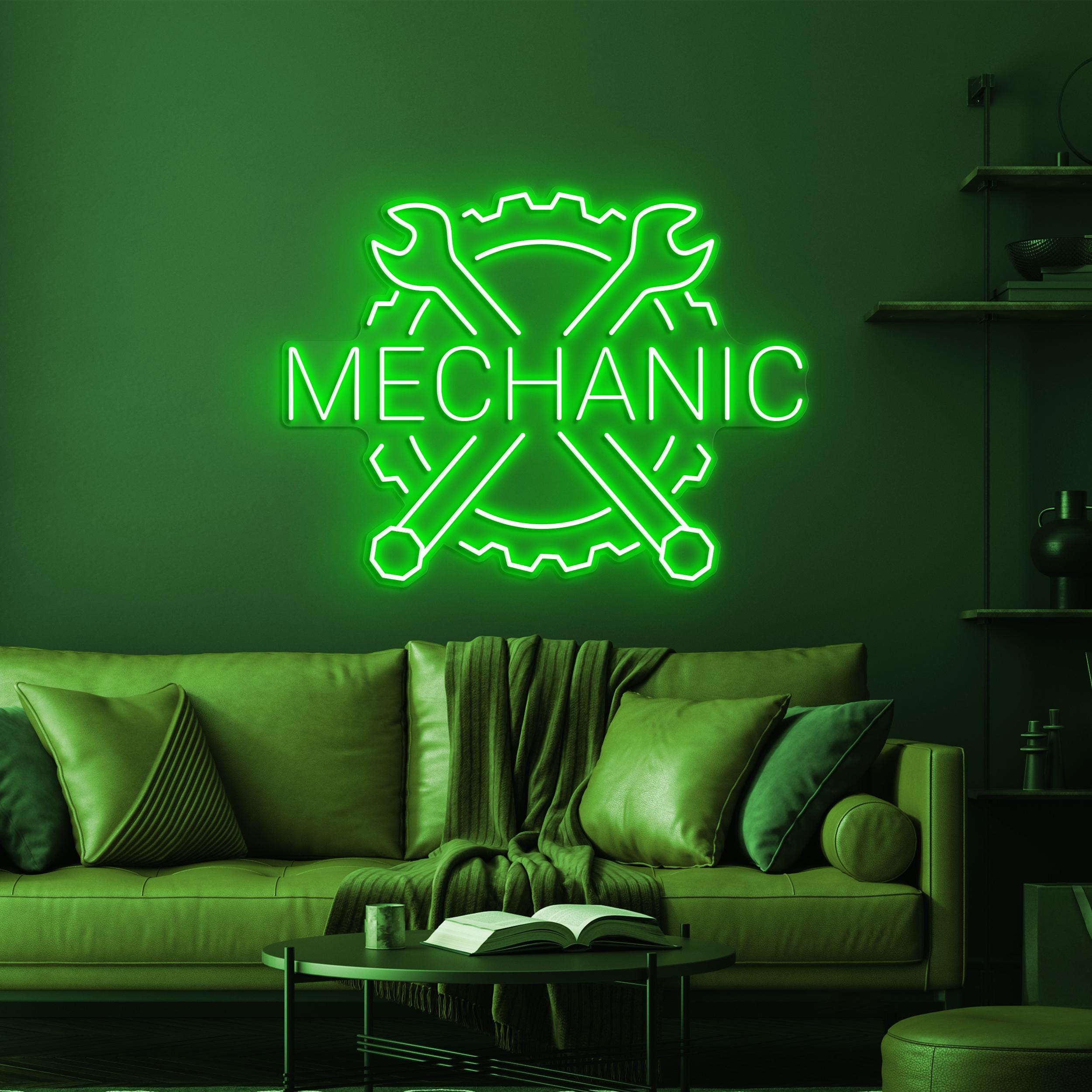 Mechanic Neon Sign, Mechanic LED Light, Garage Wall Decor, Work Shop Decor, Wrench Neon Sign, Car Repair Service Sign, Mechanic Tools Decor
