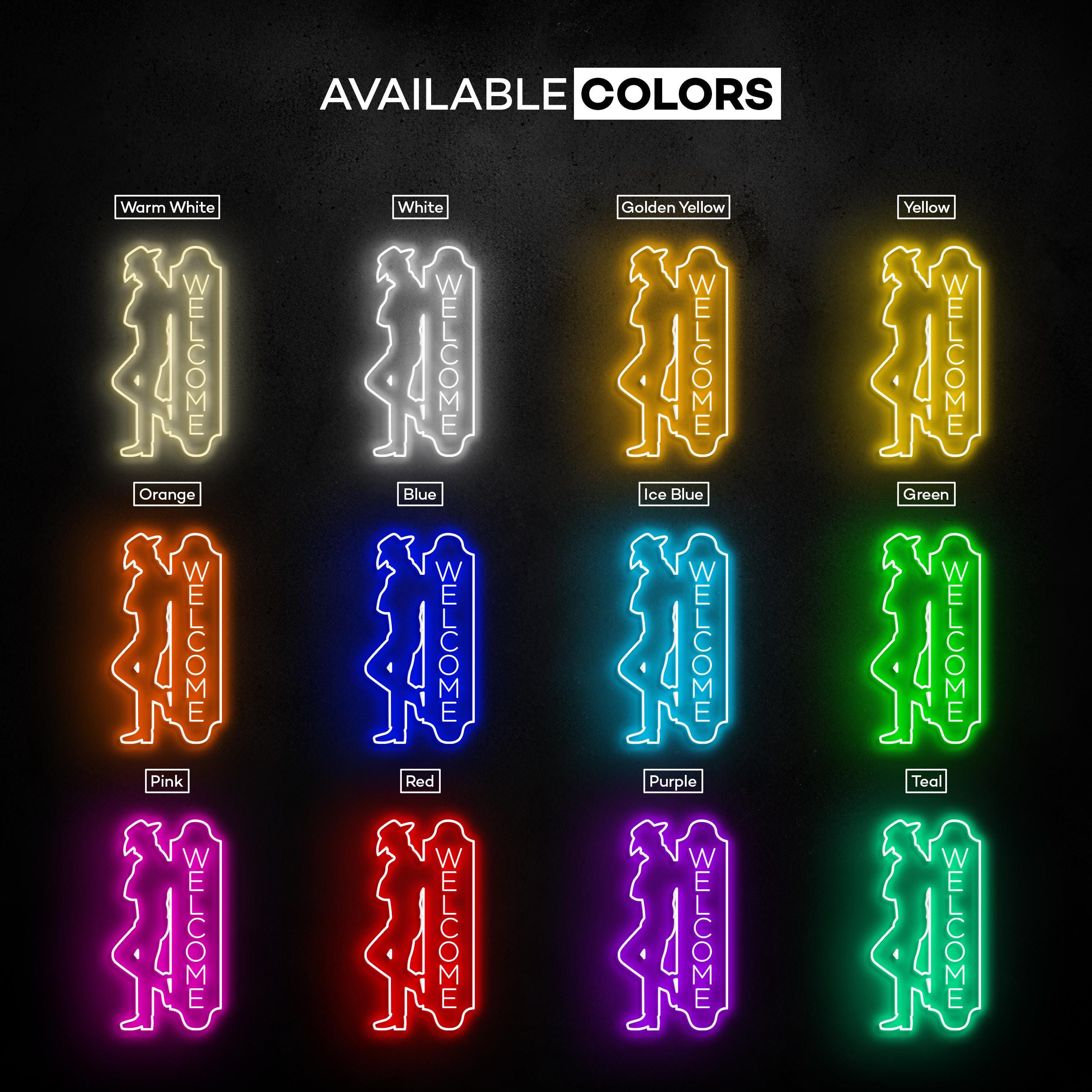 Welcome Neon Sign, Welcome LED Light, Cowboy Man Wall Decor, Cafe Neon Sign, Personalized Welcome Sign, Open Shop Sign, Business Logo Art