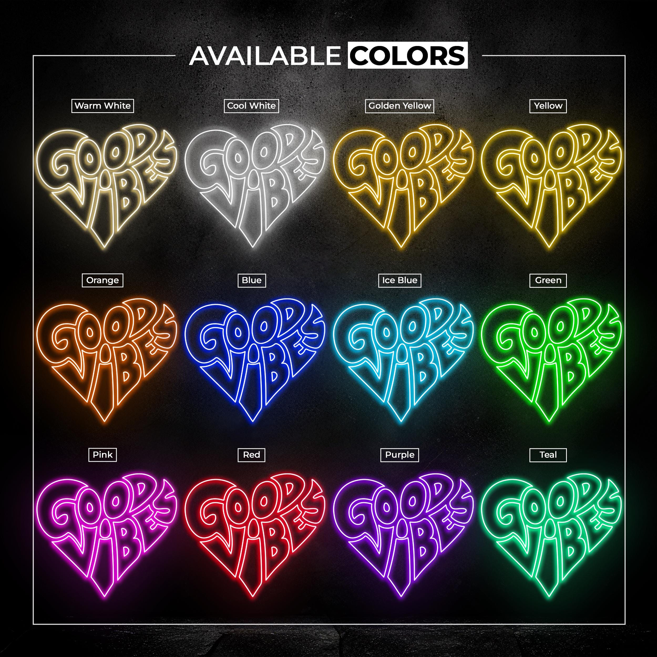 Good Vibes Neon Sign, Good Vibes LED Light, Heart Wall Decor, Good Vibes Love Wall Art, Party Neon Light, Home Wall Decor, Cafe Led Sign