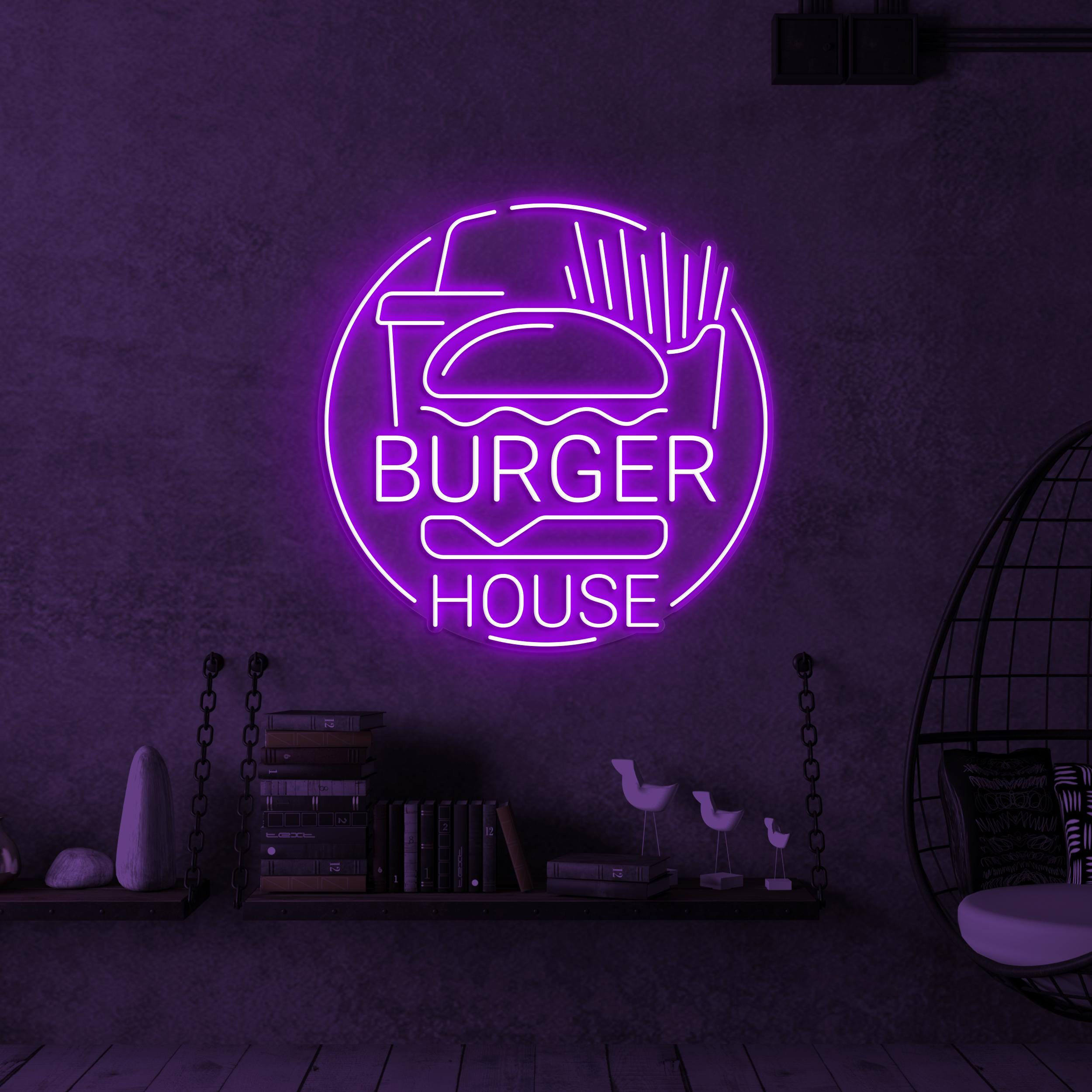 Burger House Neon Sign, Burger House LED Light, Fast Food Restaurant Decor, Burger Lover Sign, Fast Food Neon Art, Burger Shop Neon Decor