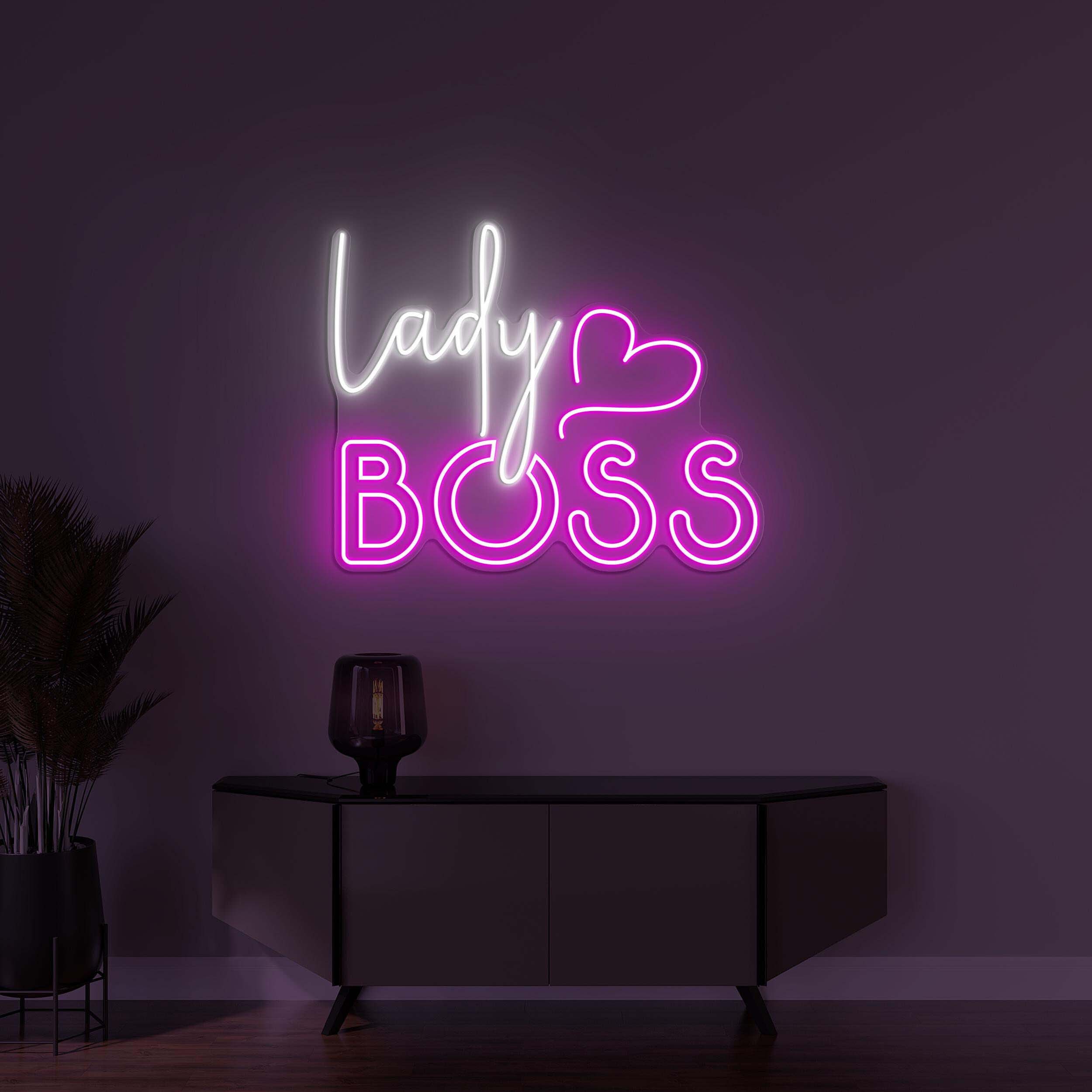 Lady Boss Neon Sign, Lady Boss LED Light, Girl Power Wall Decor, Girl Room Wall Art, Personalized Girl Sign, Heart LED Art, Salon LED Sign