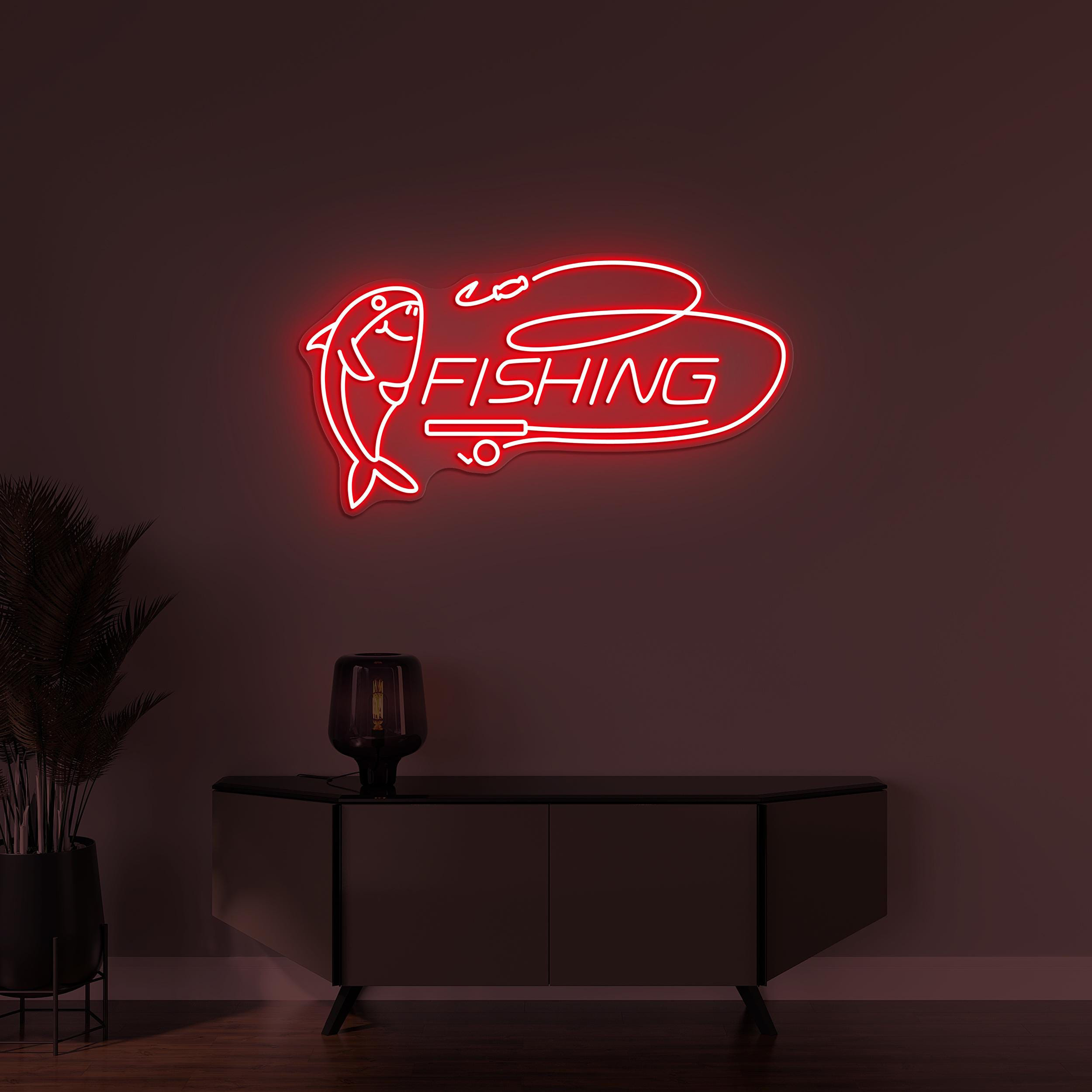Fishing Neon Sign, Fishing LED Light, Fish Wall Decor, Animal Wall Decor, Animal Shop Art, Shark Neon Sign, Fish Market Sign, Fishing Lover