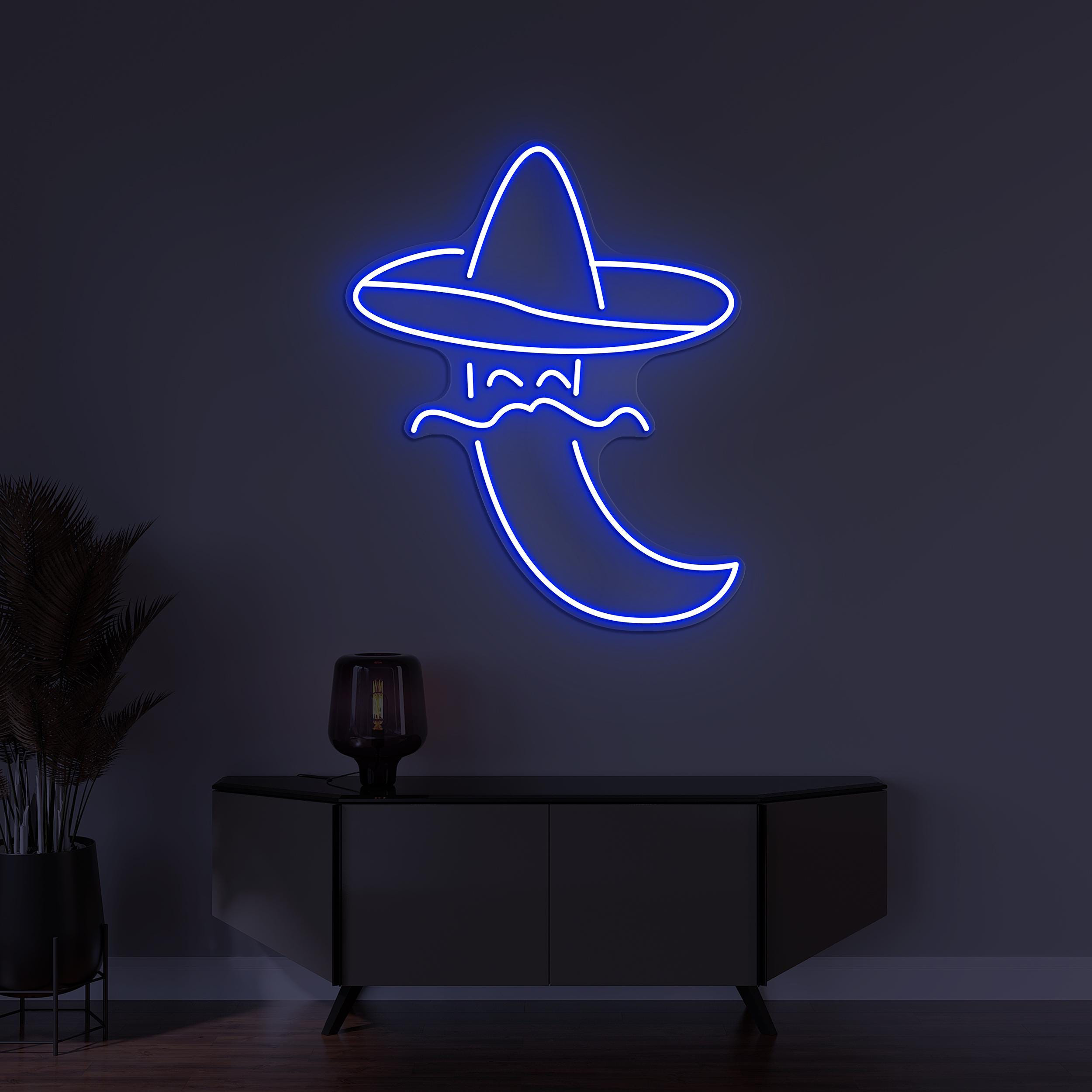 Chili Sombrero Hat Neon Sign, Chili with Sombrero LED Light, Chili Wall Decor, Custom Neon Sign, Mexico Chili Light, Home & Restaurant Art